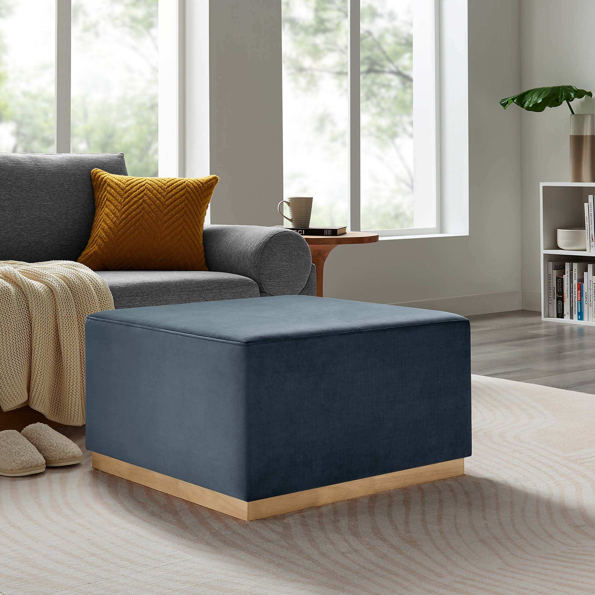 Tilden Large 28" Square Performance Velvet Upholstered Ottoman by Modway - Best Buy Furniture