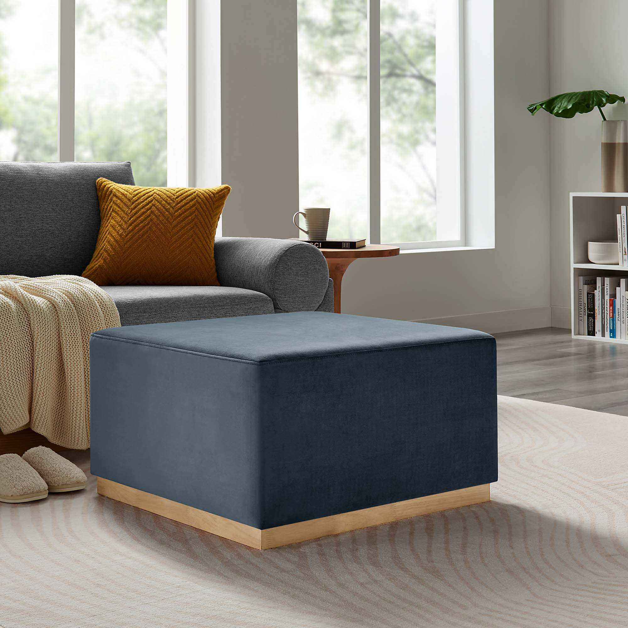 Tilden Large 28" Square Performance Velvet Upholstered Ottoman by Modway - Best Buy Furniture