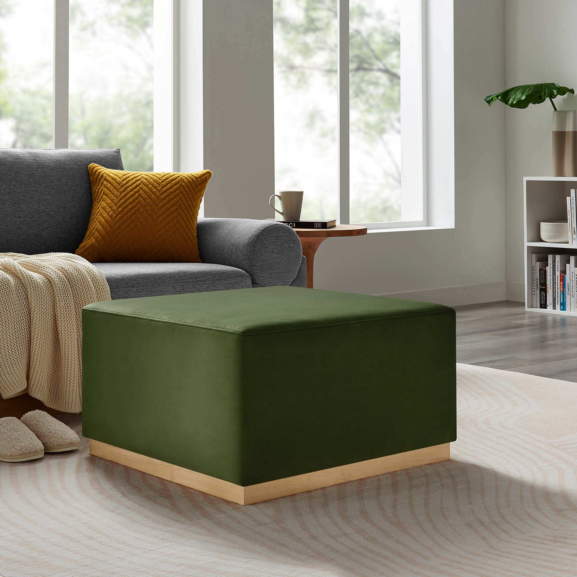 Tilden Large 28" Square Performance Velvet Upholstered Ottoman by Modway - Best Buy Furniture
