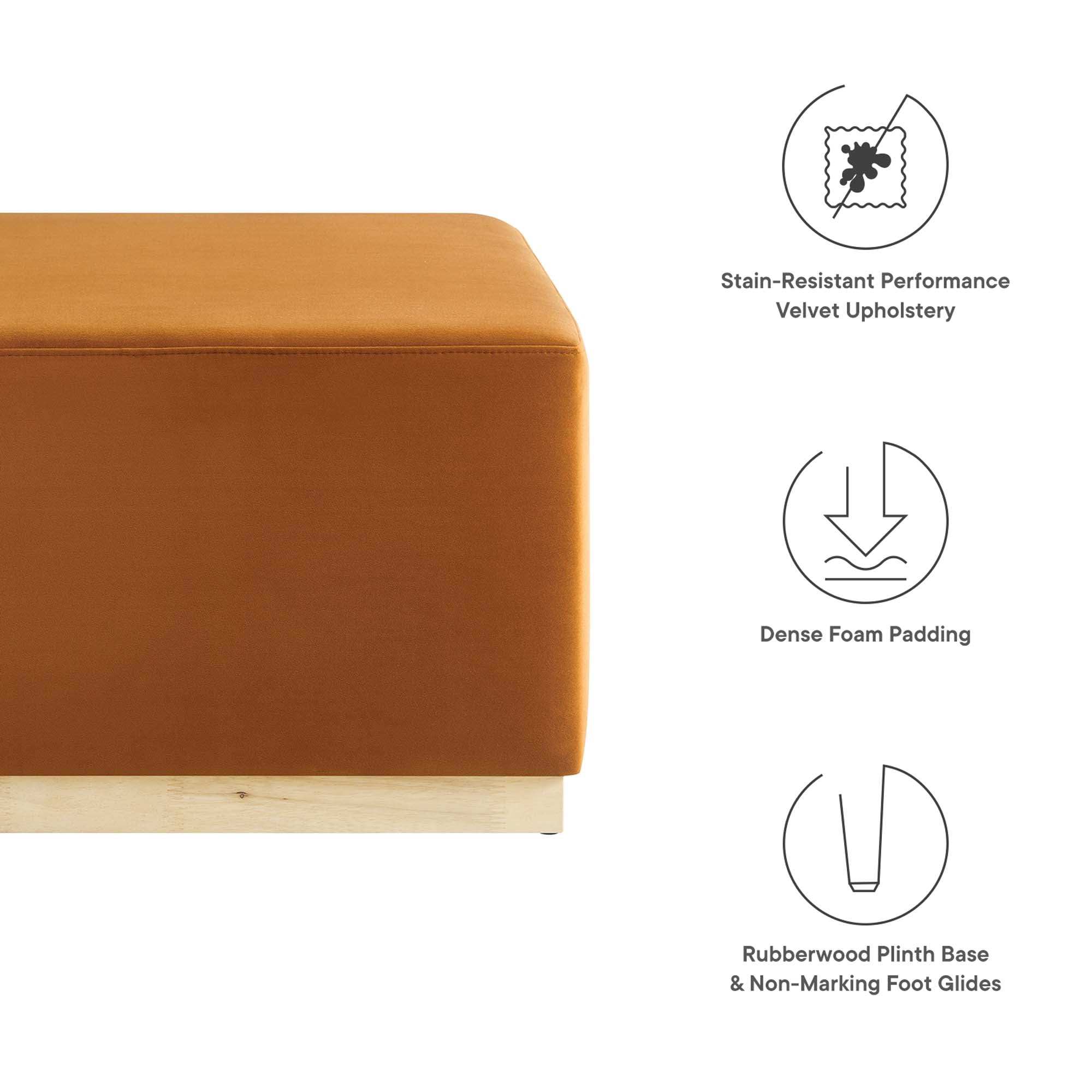 Tilden Large 28" Square Performance Velvet Upholstered Ottoman by Modway - Best Buy Furniture