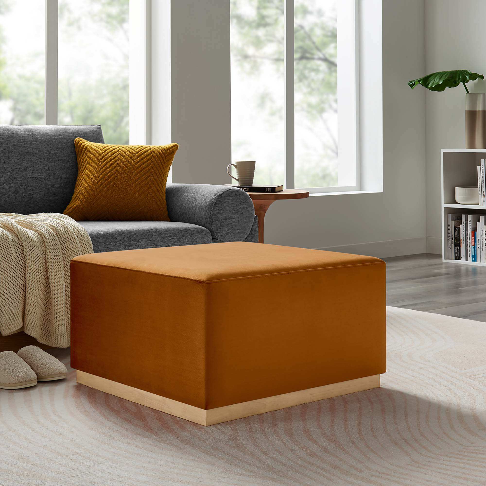 Tilden Large 28" Square Performance Velvet Upholstered Ottoman by Modway - Best Buy Furniture