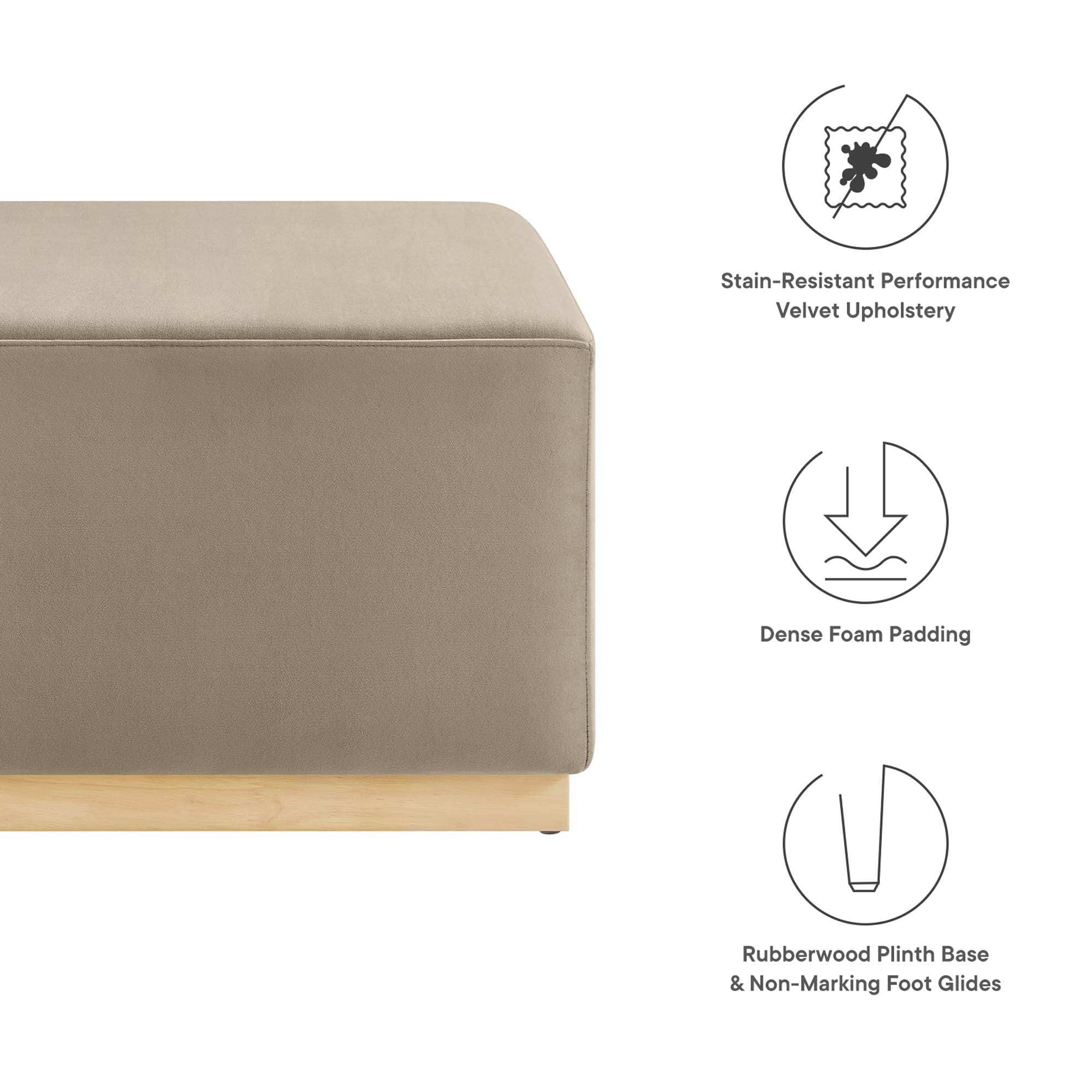 Tilden Large 28" Square Performance Velvet Upholstered Ottoman by Modway - Best Buy Furniture