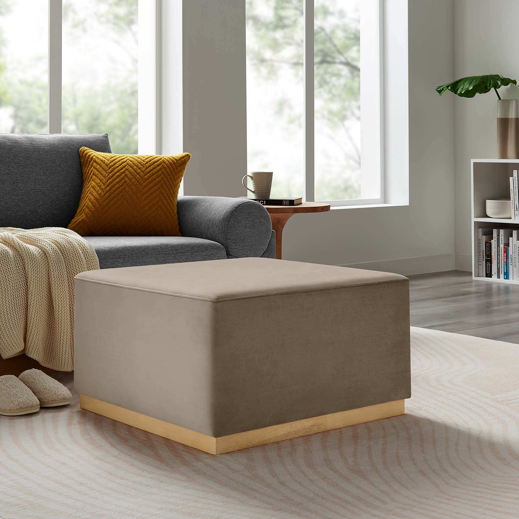 Tilden Large 28" Square Performance Velvet Upholstered Ottoman by Modway - Best Buy Furniture