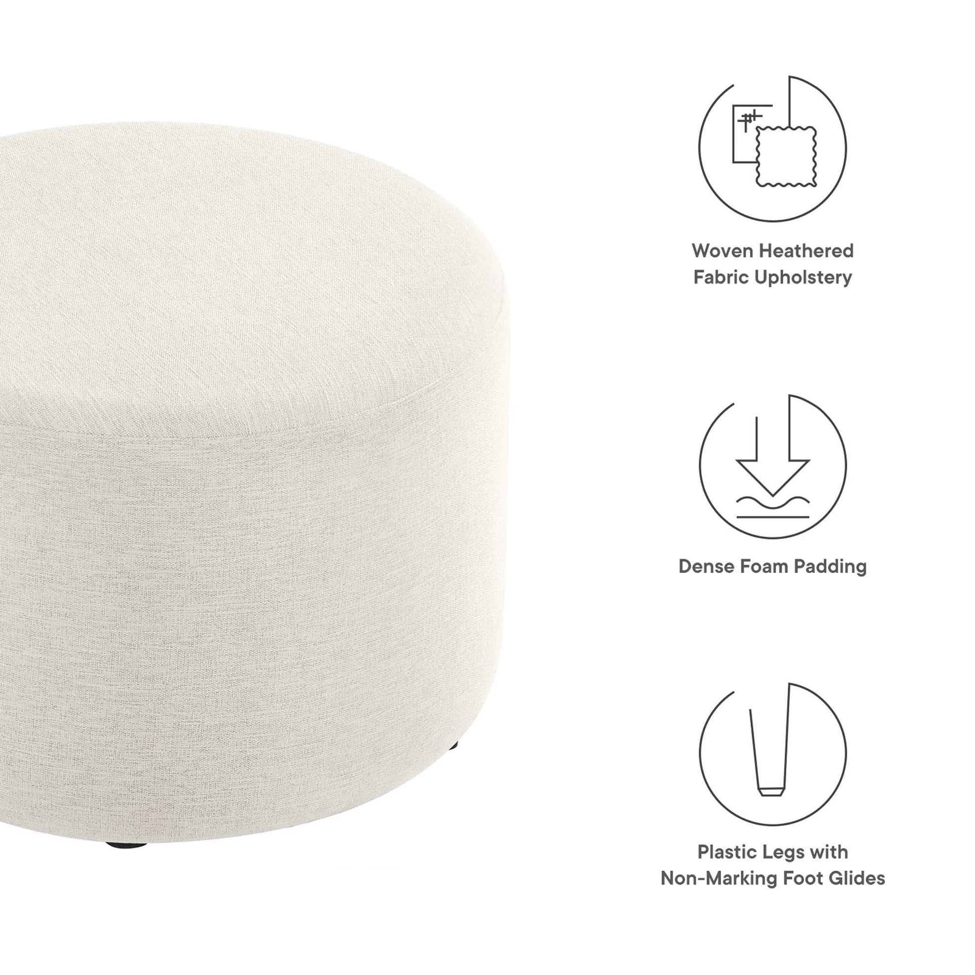 Callum Large 23" Round Woven Heathered Fabric Upholstered Ottoman by Modway - Best Buy Furniture