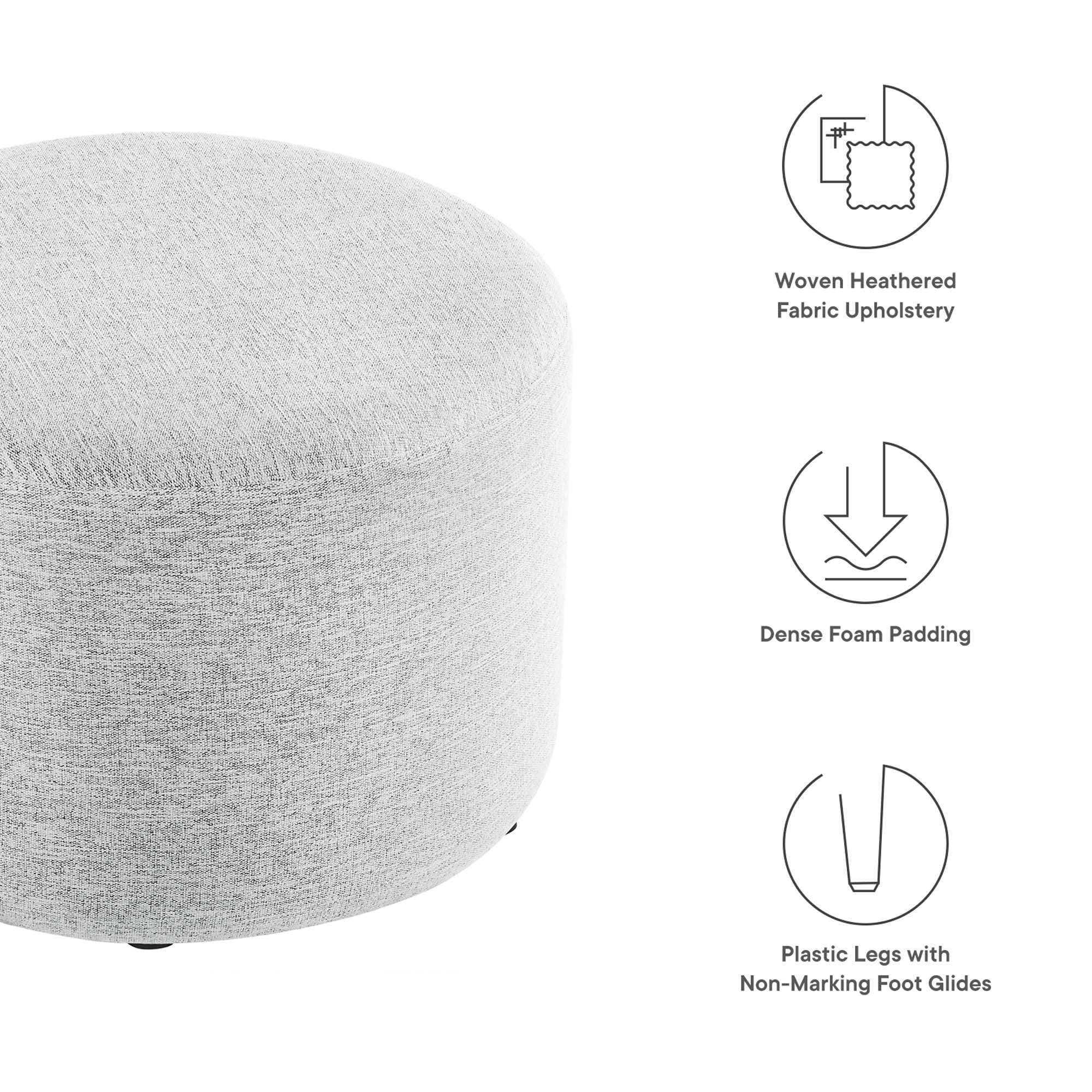 Callum Large 23" Round Woven Heathered Fabric Upholstered Ottoman by Modway - Best Buy Furniture