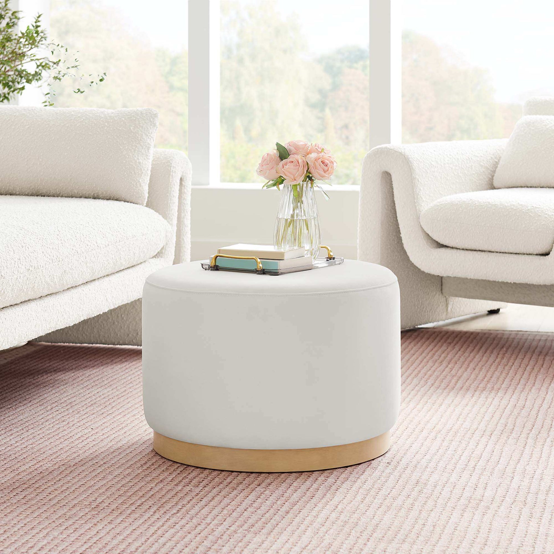 Tilden Large 23" Round Performance Velvet Upholstered Ottoman by Modway - Best Buy Furniture