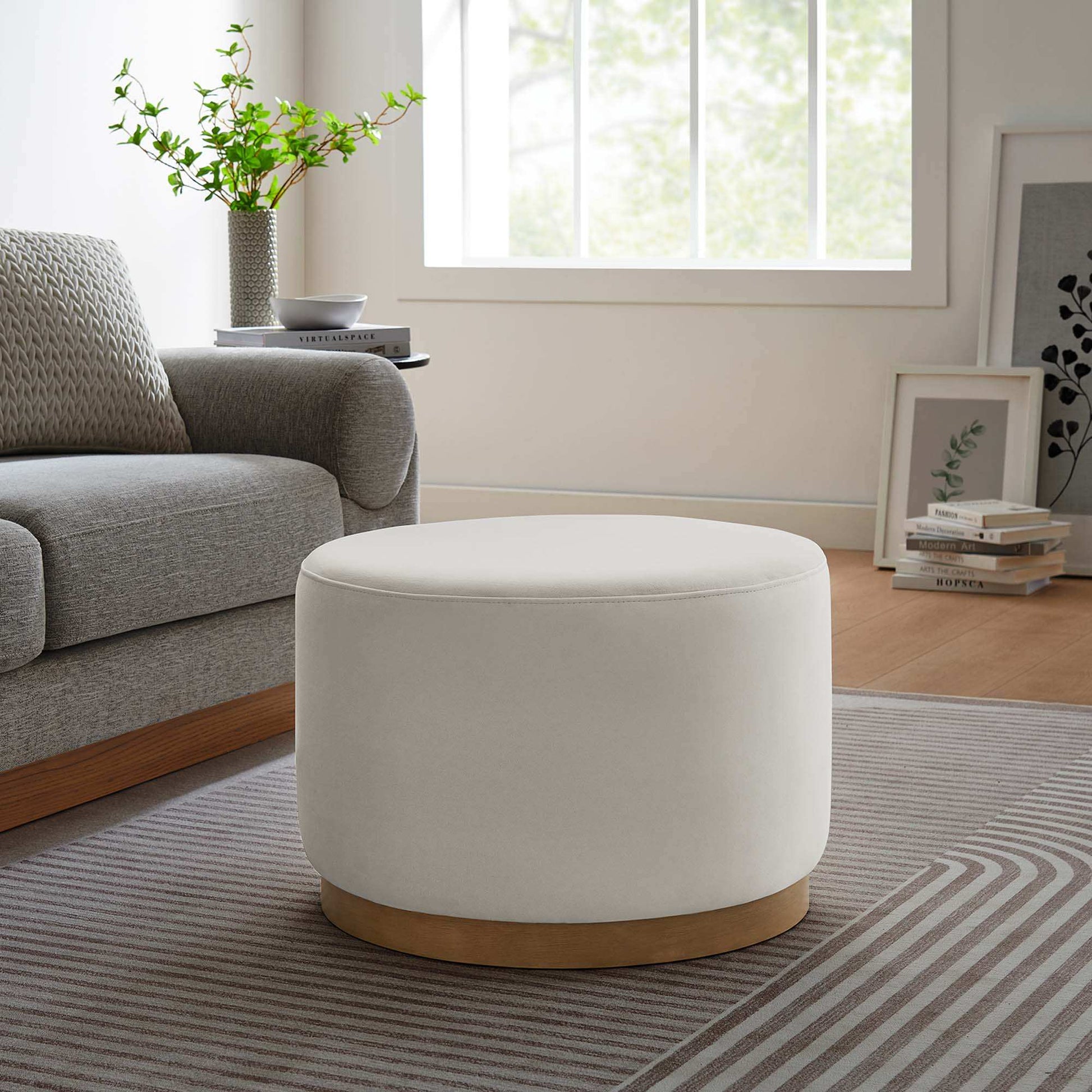 Tilden Large 23" Round Performance Velvet Upholstered Ottoman by Modway - Best Buy Furniture
