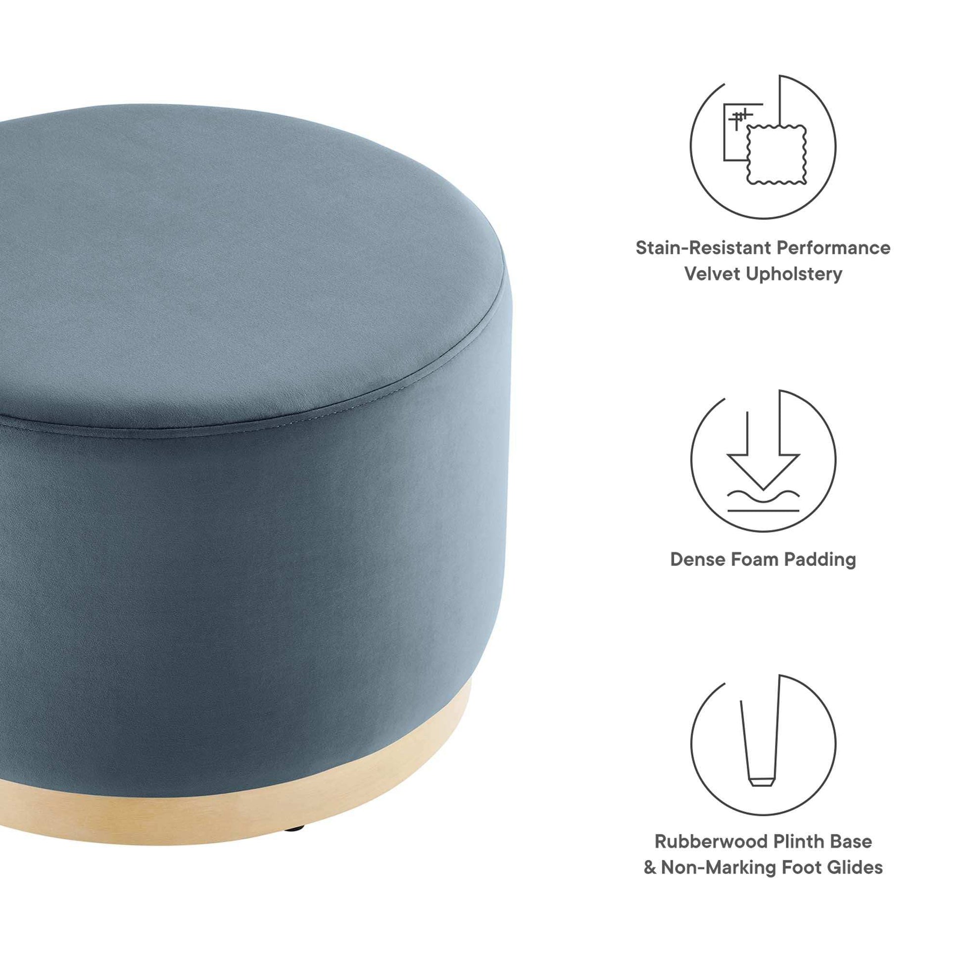 Tilden Large 23" Round Performance Velvet Upholstered Ottoman by Modway - Best Buy Furniture