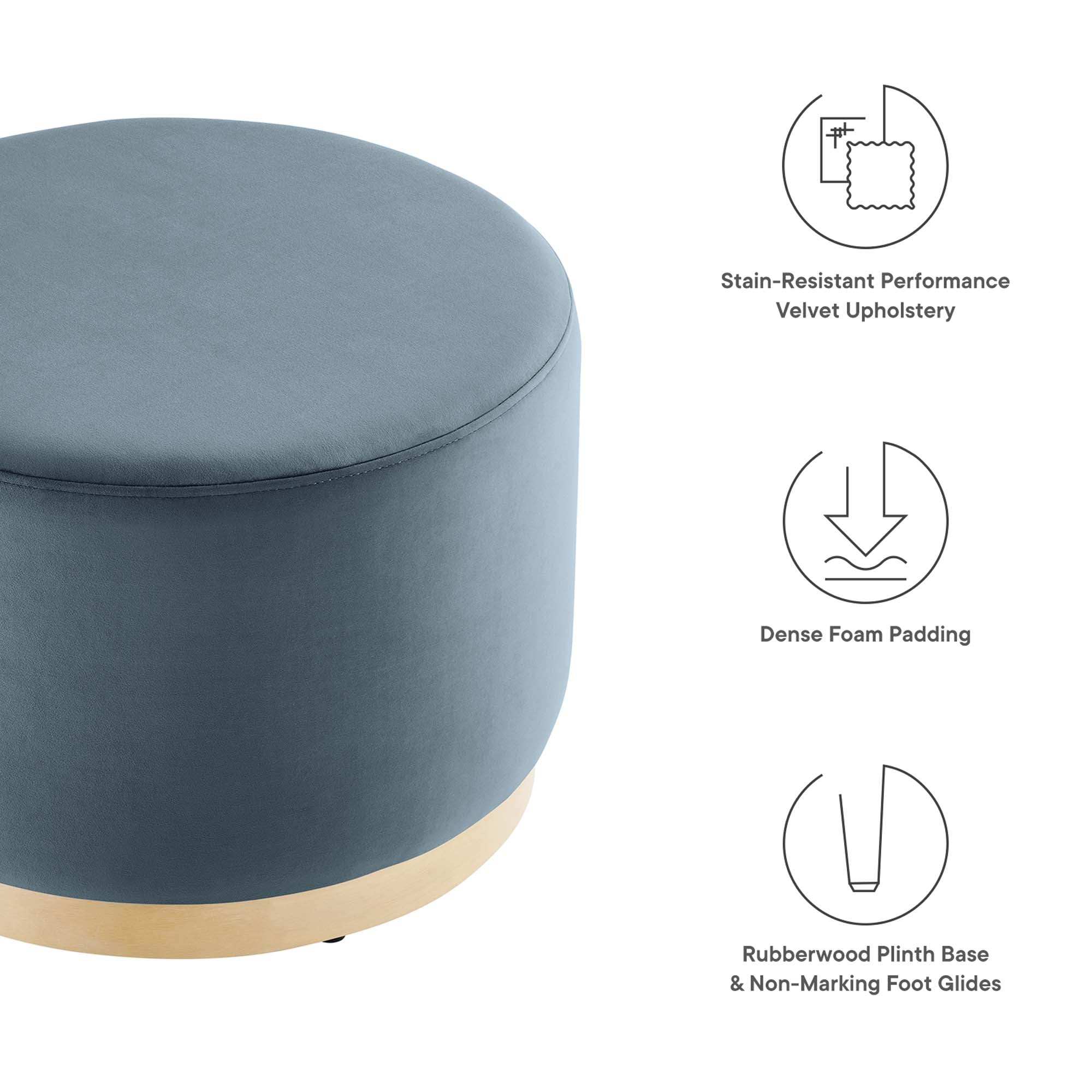 Tilden Large 23" Round Performance Velvet Upholstered Ottoman by Modway - Best Buy Furniture