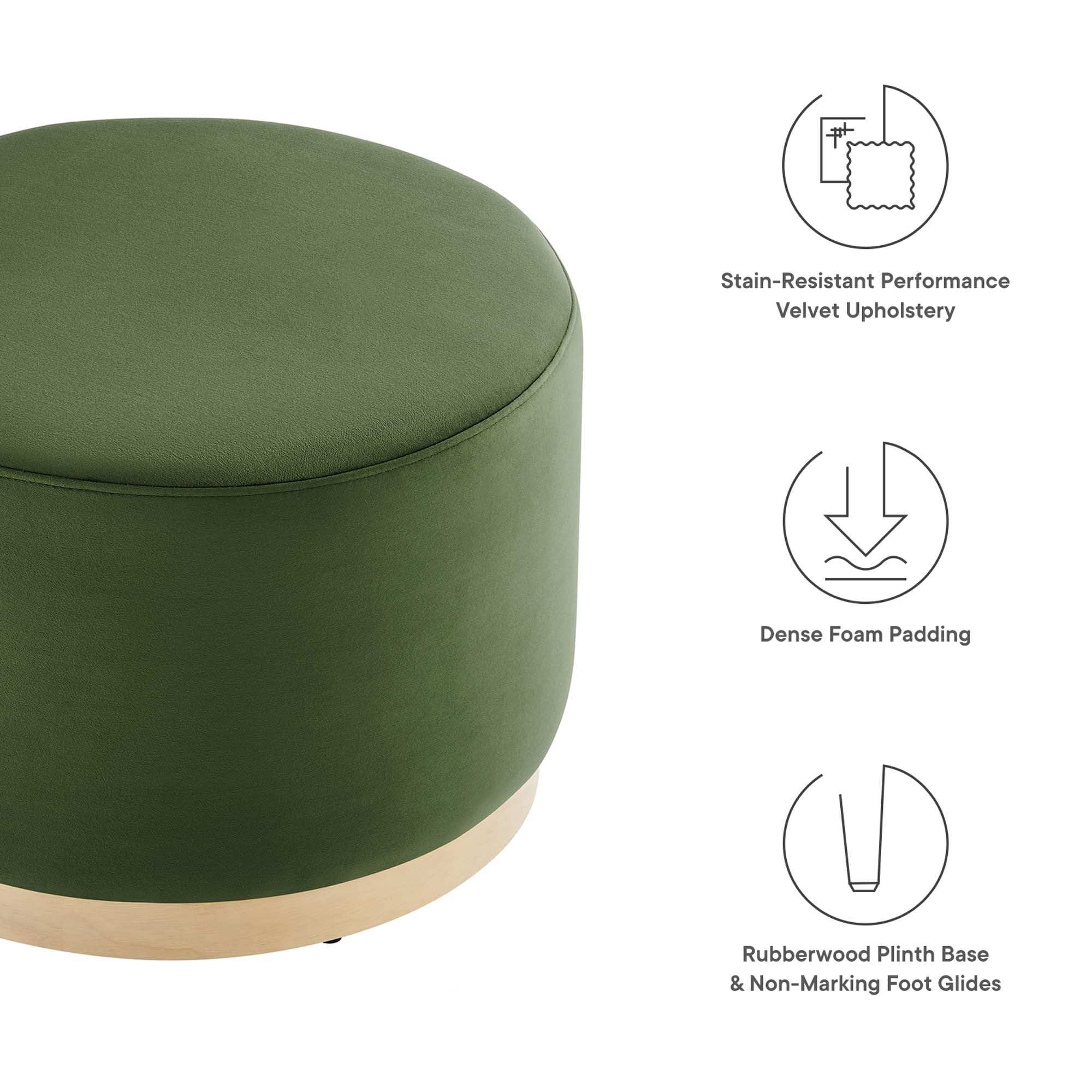 Tilden Large 23" Round Performance Velvet Upholstered Ottoman by Modway - Best Buy Furniture