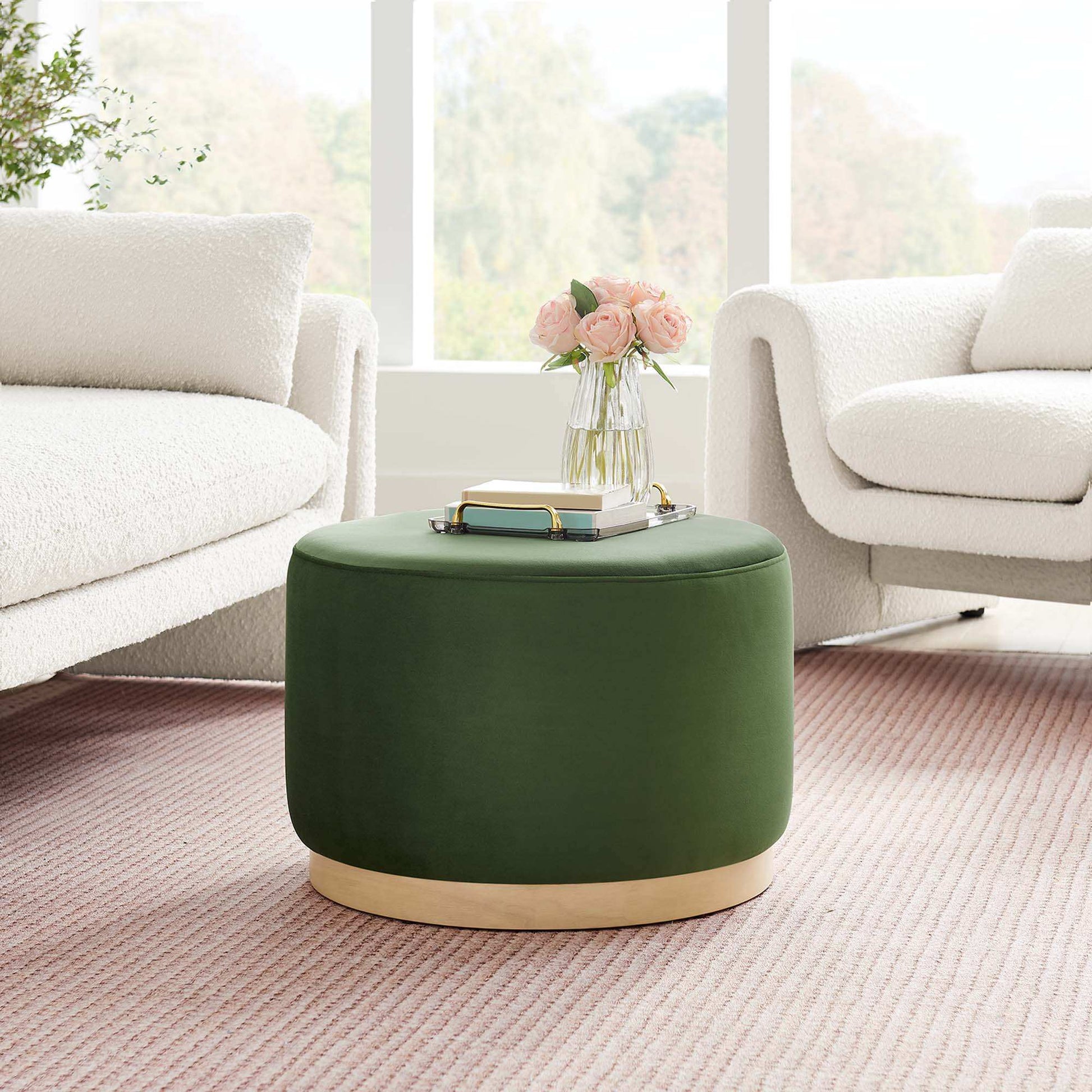 Tilden Large 23" Round Performance Velvet Upholstered Ottoman by Modway - Best Buy Furniture