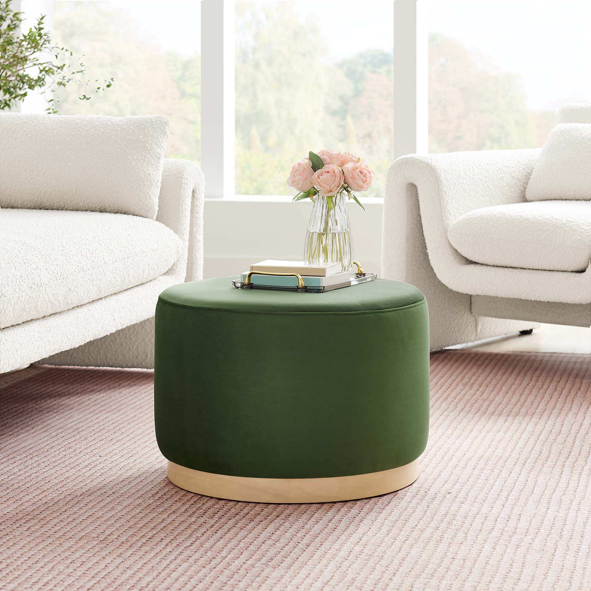 Tilden Large 23" Round Performance Velvet Upholstered Ottoman by Modway - Best Buy Furniture