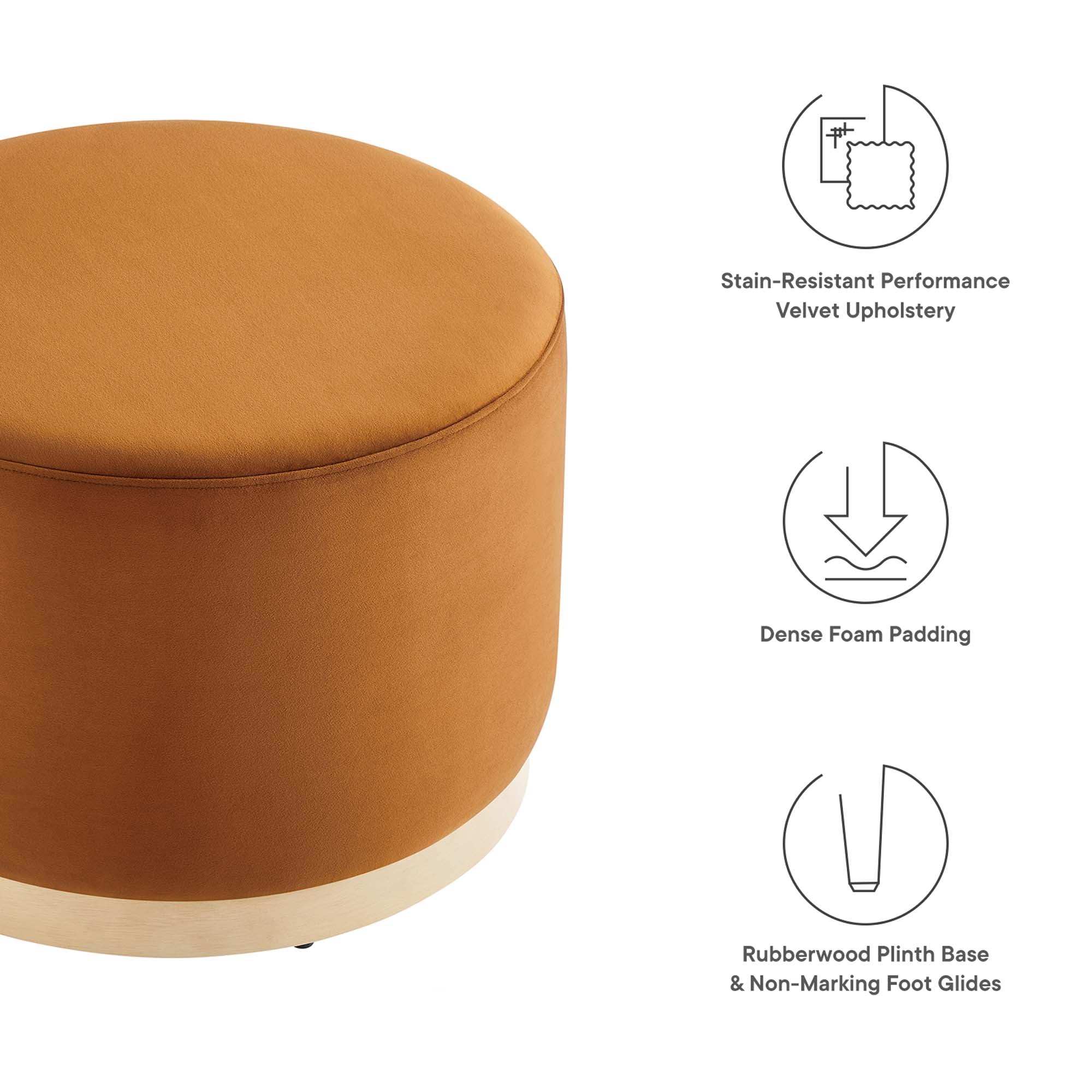 Tilden Large 23" Round Performance Velvet Upholstered Ottoman by Modway - Best Buy Furniture