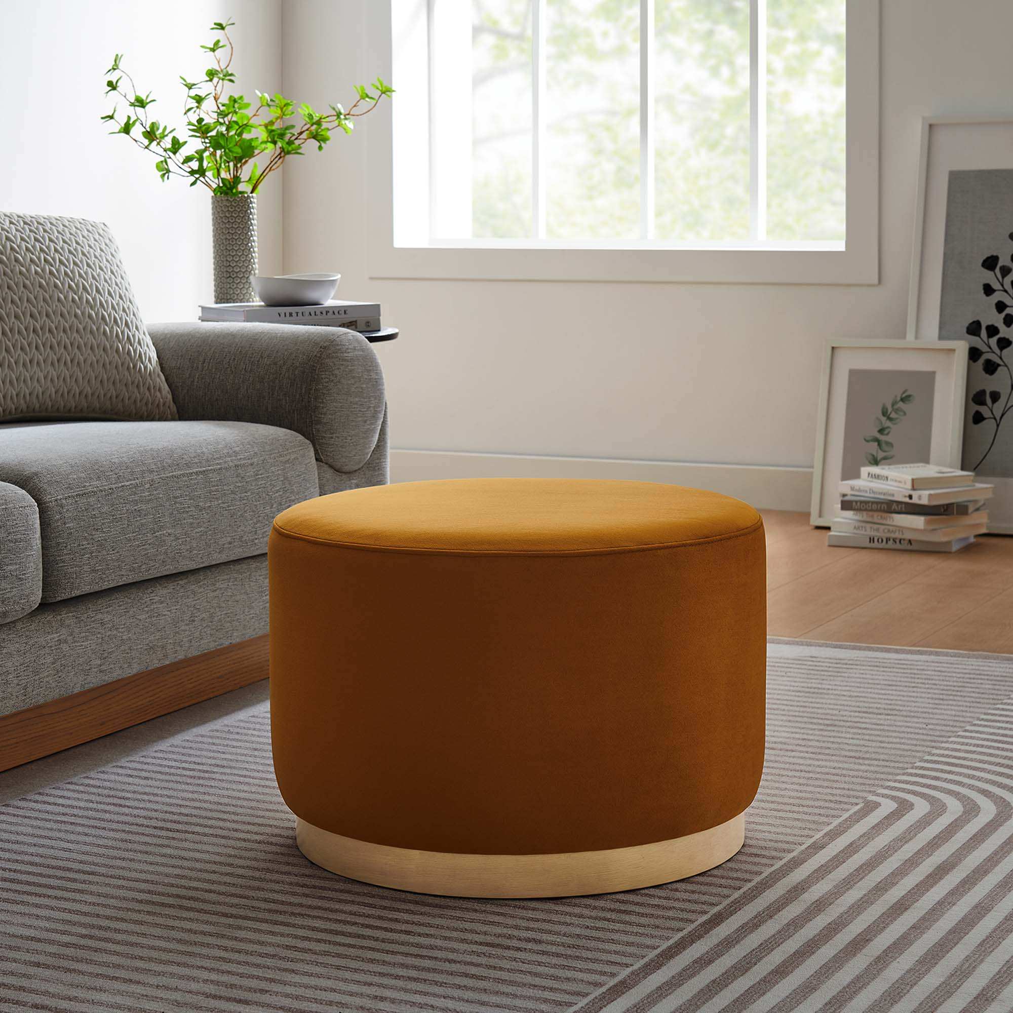 Tilden Large 23" Round Performance Velvet Upholstered Ottoman by Modway - Best Buy Furniture