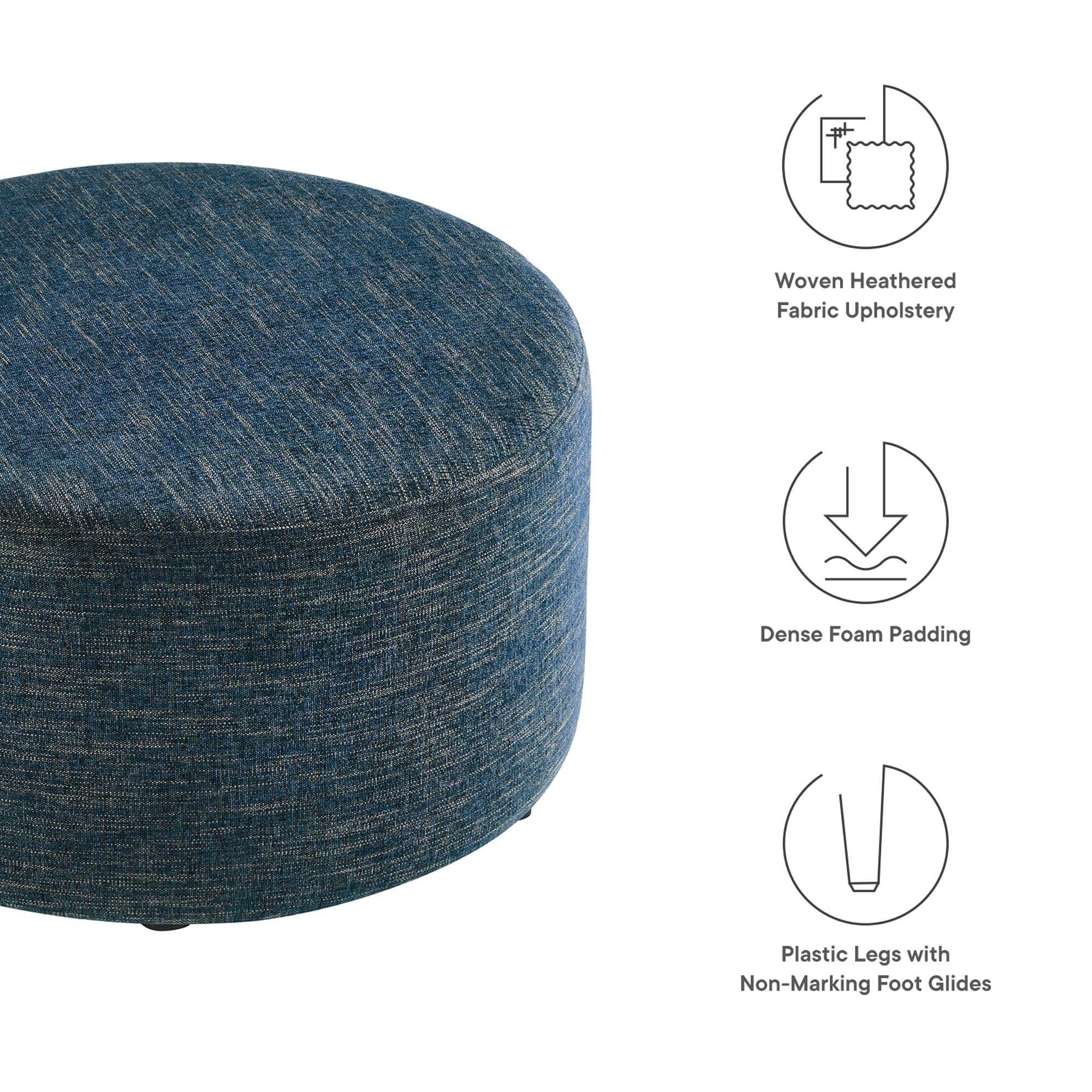 Callum Large 29" Round Woven Heathered Fabric Upholstered Ottoman by Modway - Best Buy Furniture