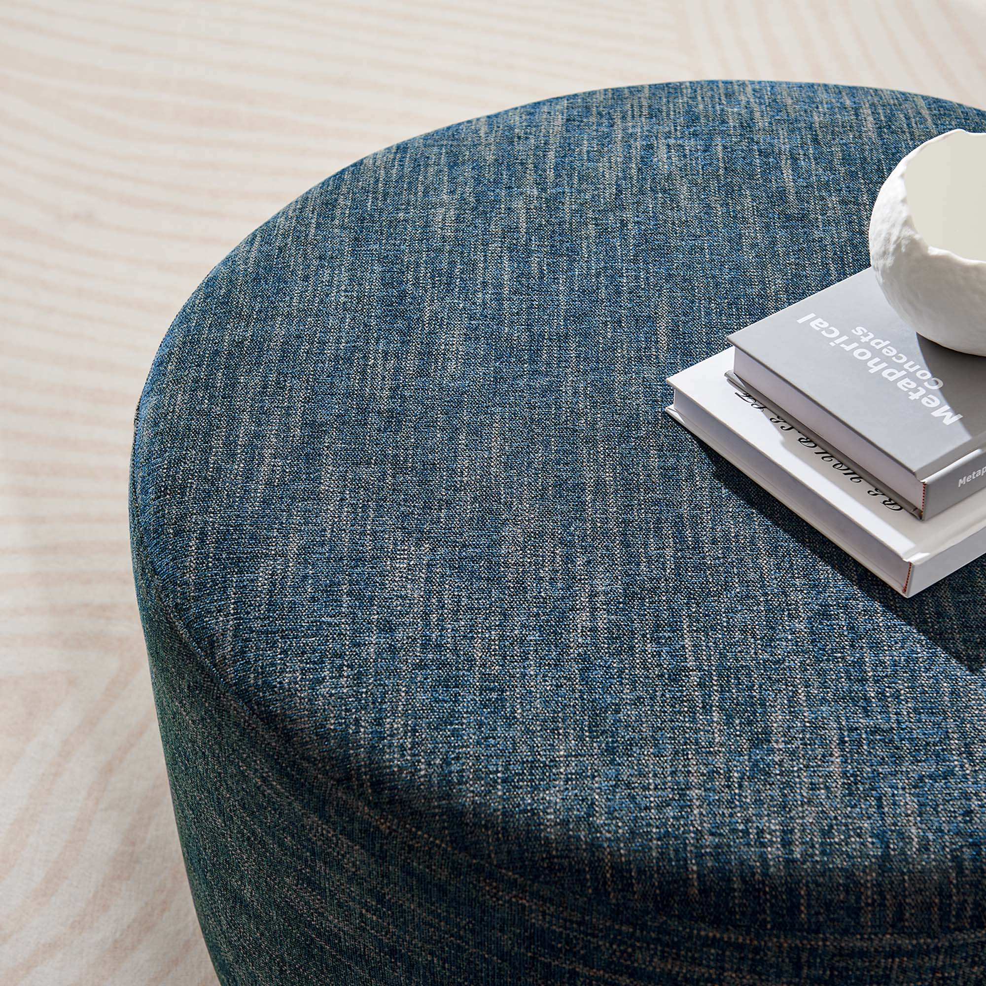 Callum Large 29" Round Woven Heathered Fabric Upholstered Ottoman by Modway - Best Buy Furniture