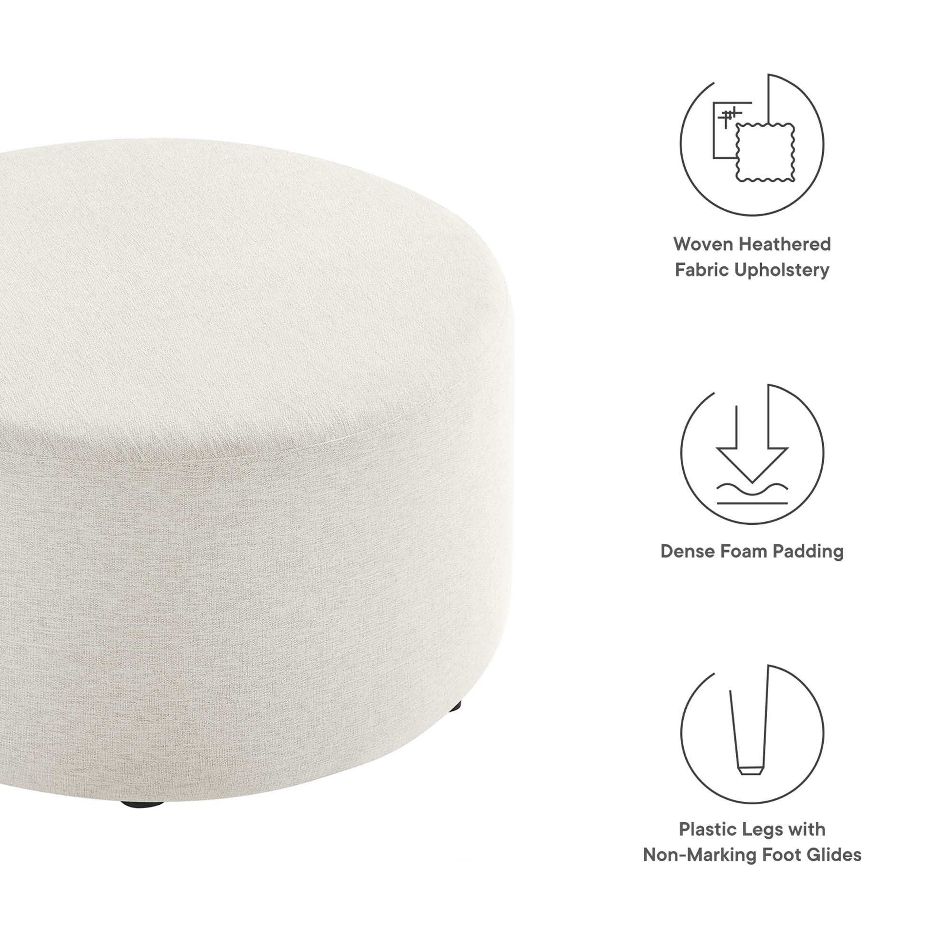 Callum Large 29" Round Woven Heathered Fabric Upholstered Ottoman by Modway - Best Buy Furniture