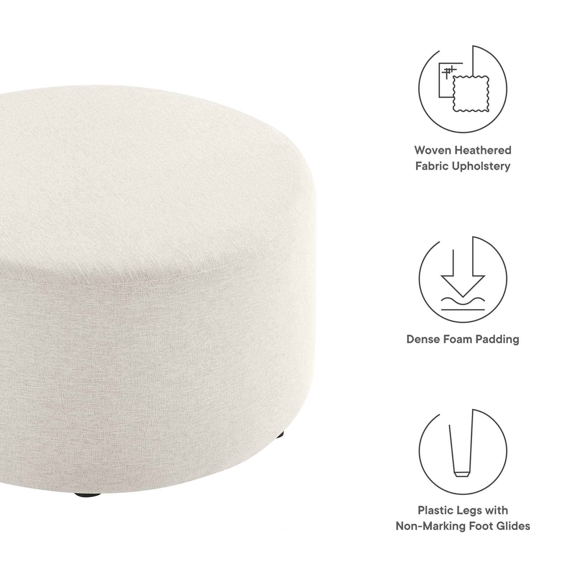 Callum Large 29" Round Woven Heathered Fabric Upholstered Ottoman by Modway - Best Buy Furniture