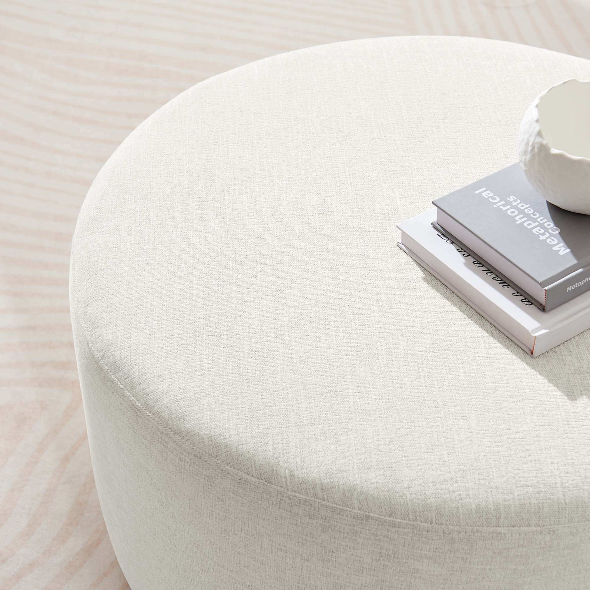 Callum Large 29" Round Woven Heathered Fabric Upholstered Ottoman by Modway - Best Buy Furniture
