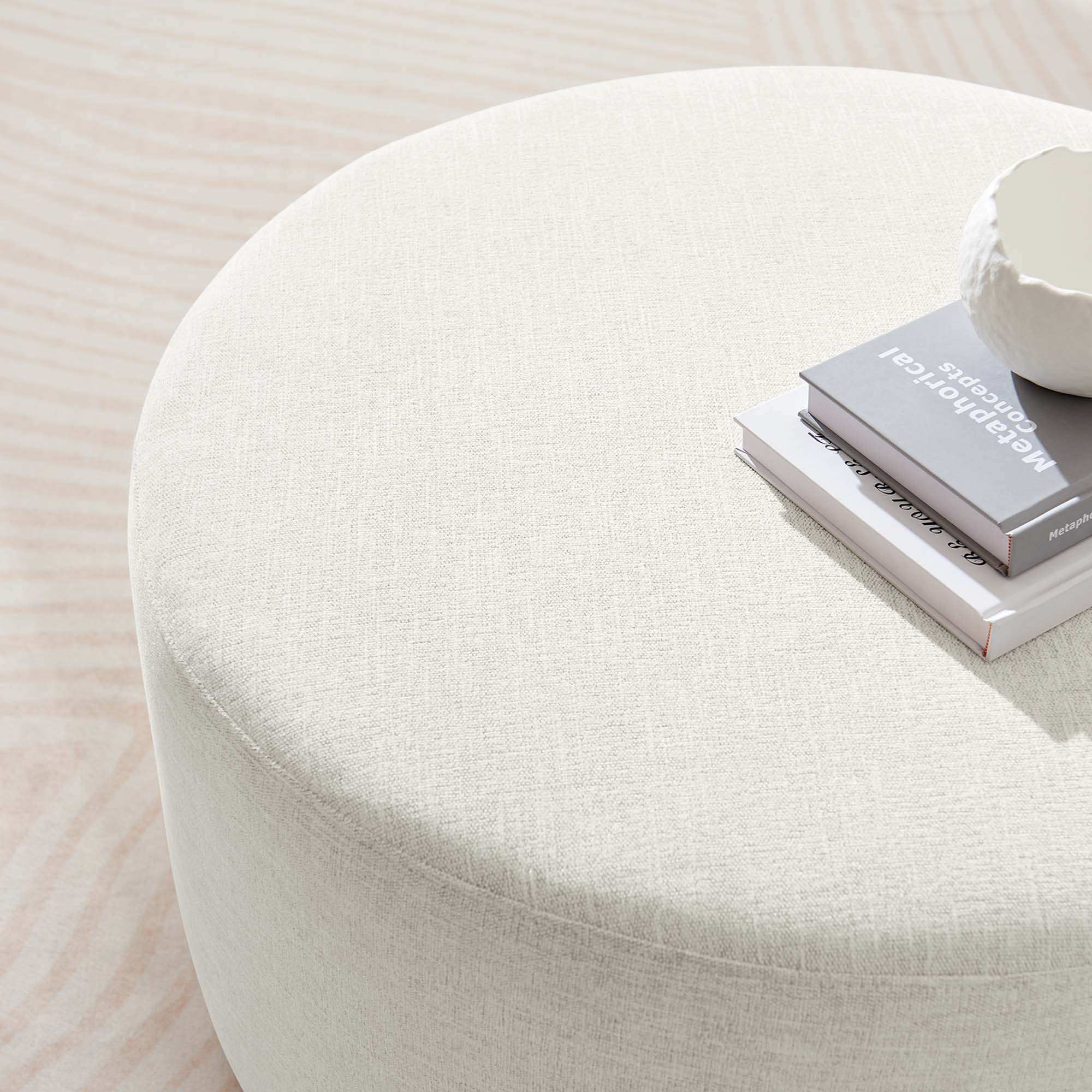 Callum Large 29" Round Woven Heathered Fabric Upholstered Ottoman by Modway - Best Buy Furniture