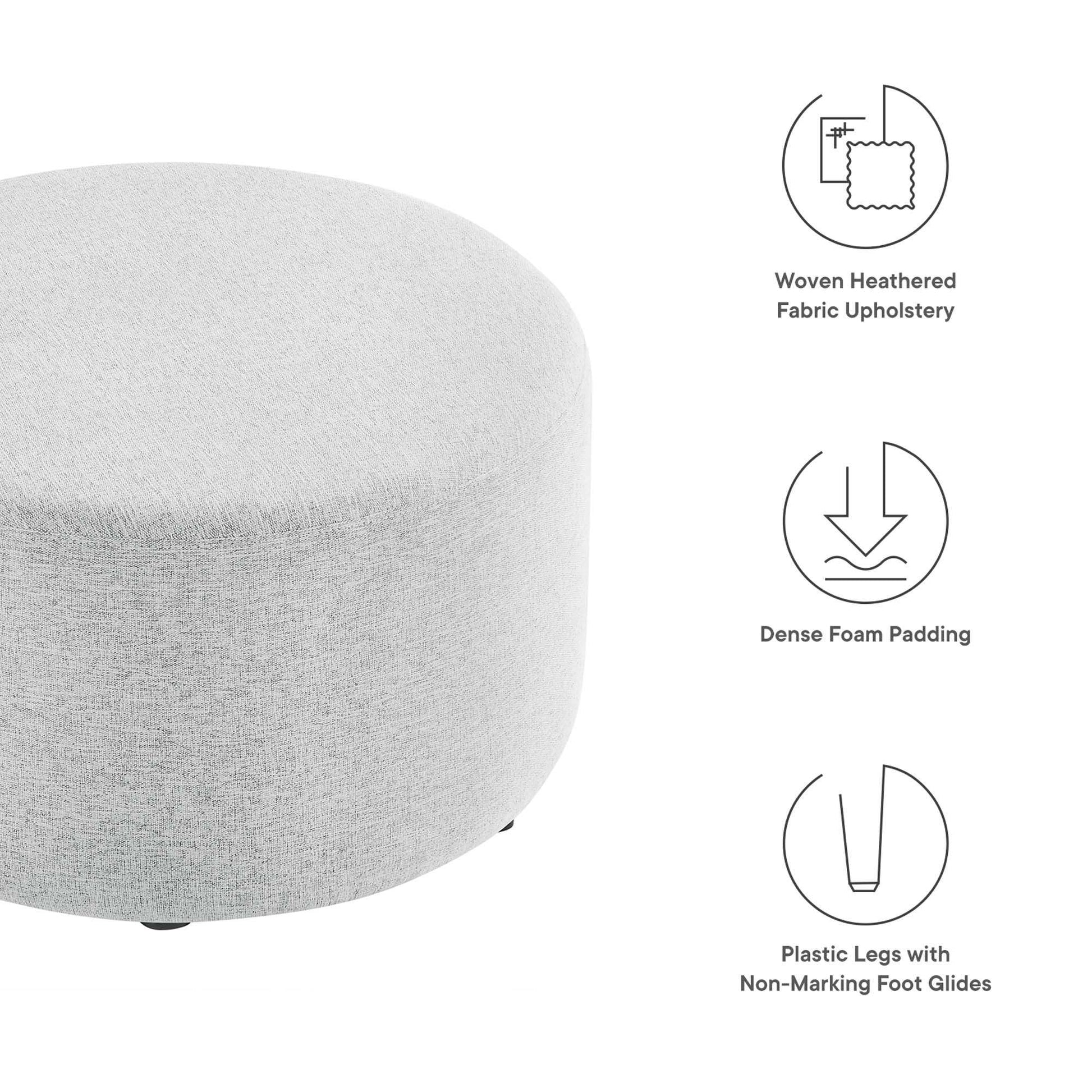 Callum Large 29" Round Woven Heathered Fabric Upholstered Ottoman by Modway - Best Buy Furniture