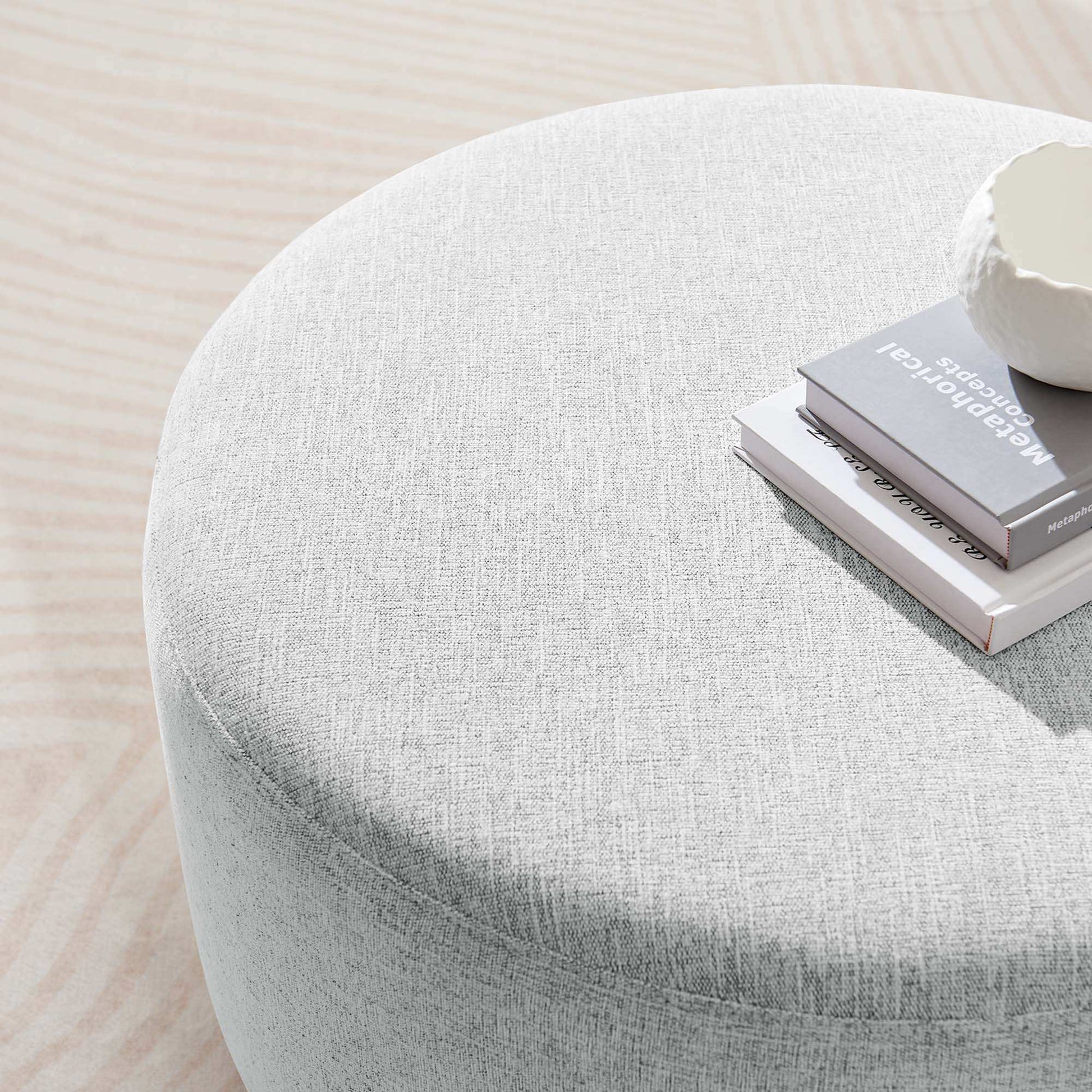 Callum Large 29" Round Woven Heathered Fabric Upholstered Ottoman by Modway - Best Buy Furniture