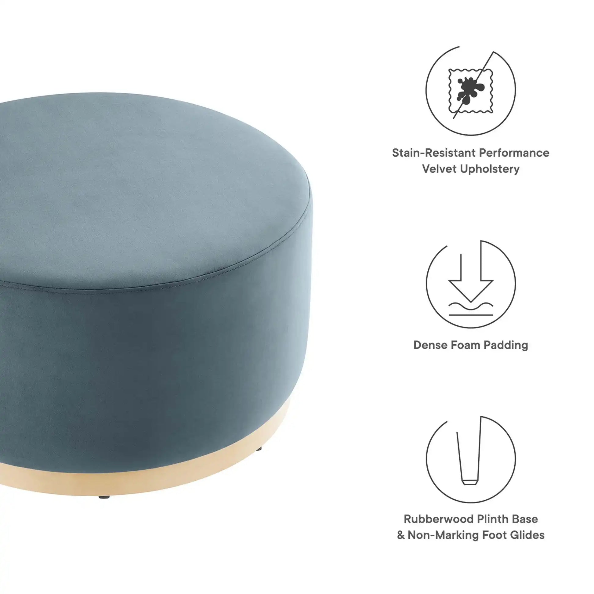 Tilden Large 29" Round Performance Velvet Upholstered Ottoman by Modway - Best Buy Furniture