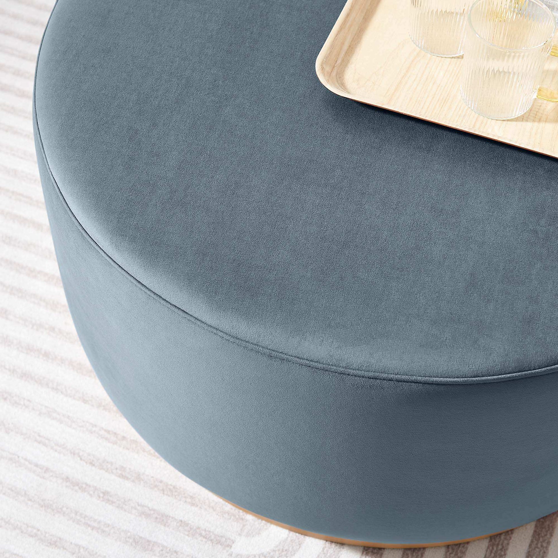 Tilden Large 29" Round Performance Velvet Upholstered Ottoman by Modway - Best Buy Furniture