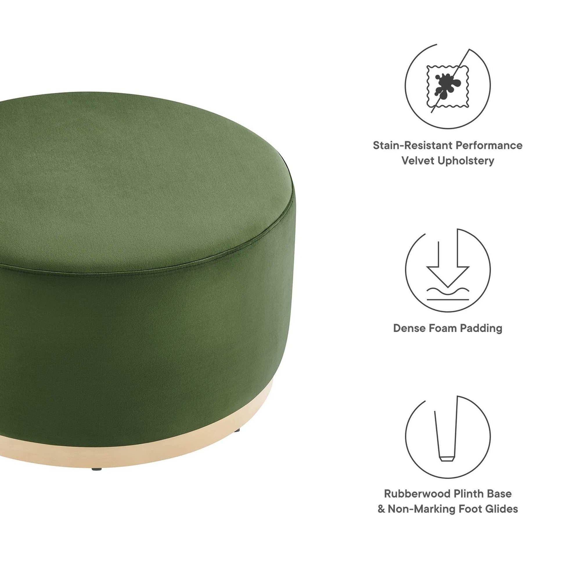 Tilden Large 29" Round Performance Velvet Upholstered Ottoman by Modway - Best Buy Furniture