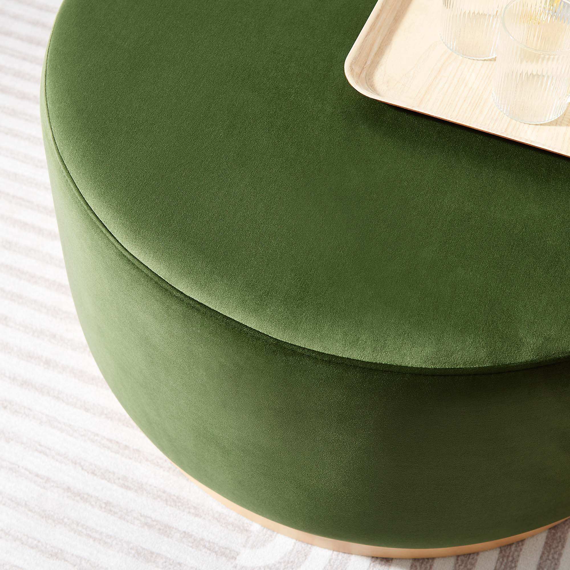 Tilden Large 29" Round Performance Velvet Upholstered Ottoman by Modway - Best Buy Furniture