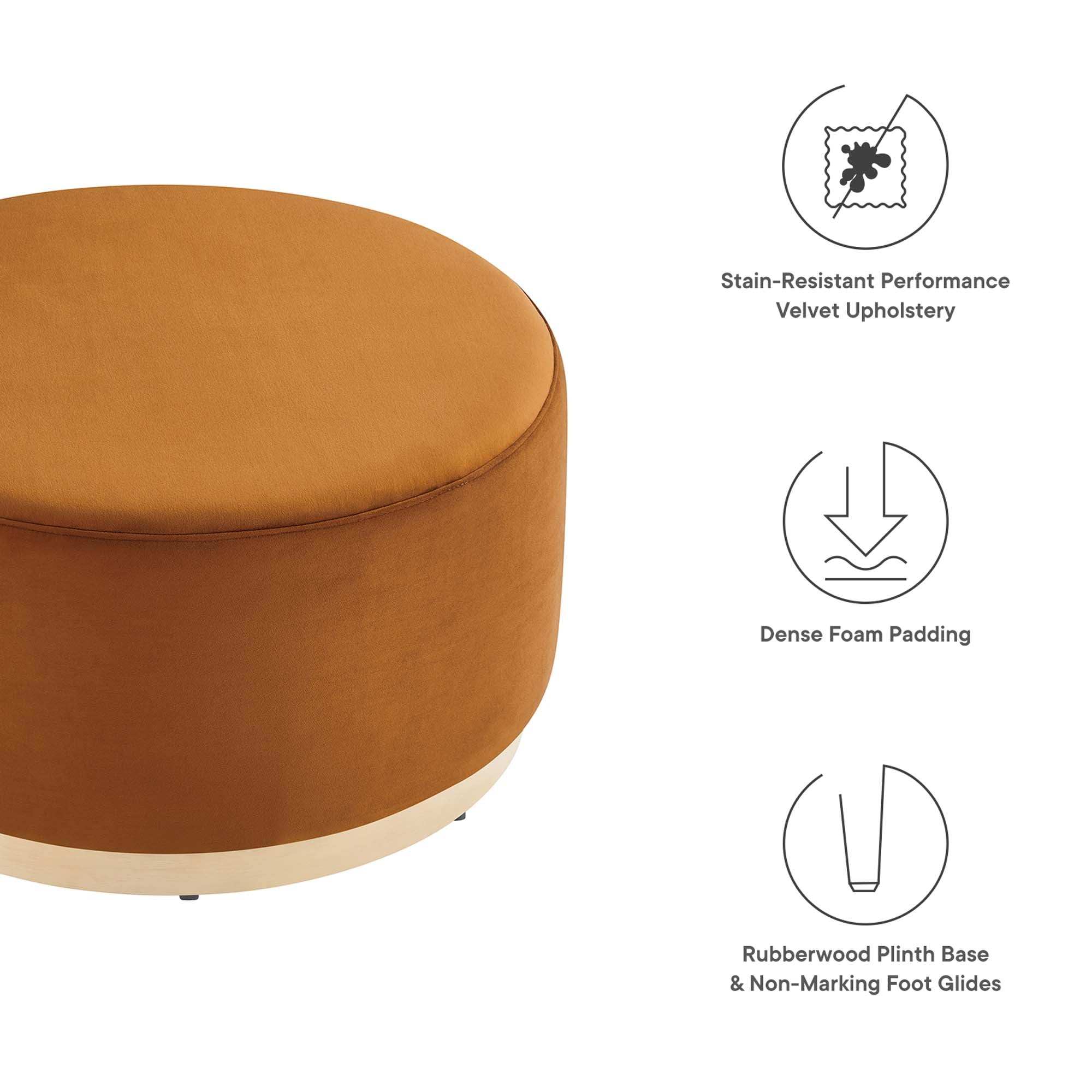 Tilden Large 29" Round Performance Velvet Upholstered Ottoman by Modway - Best Buy Furniture