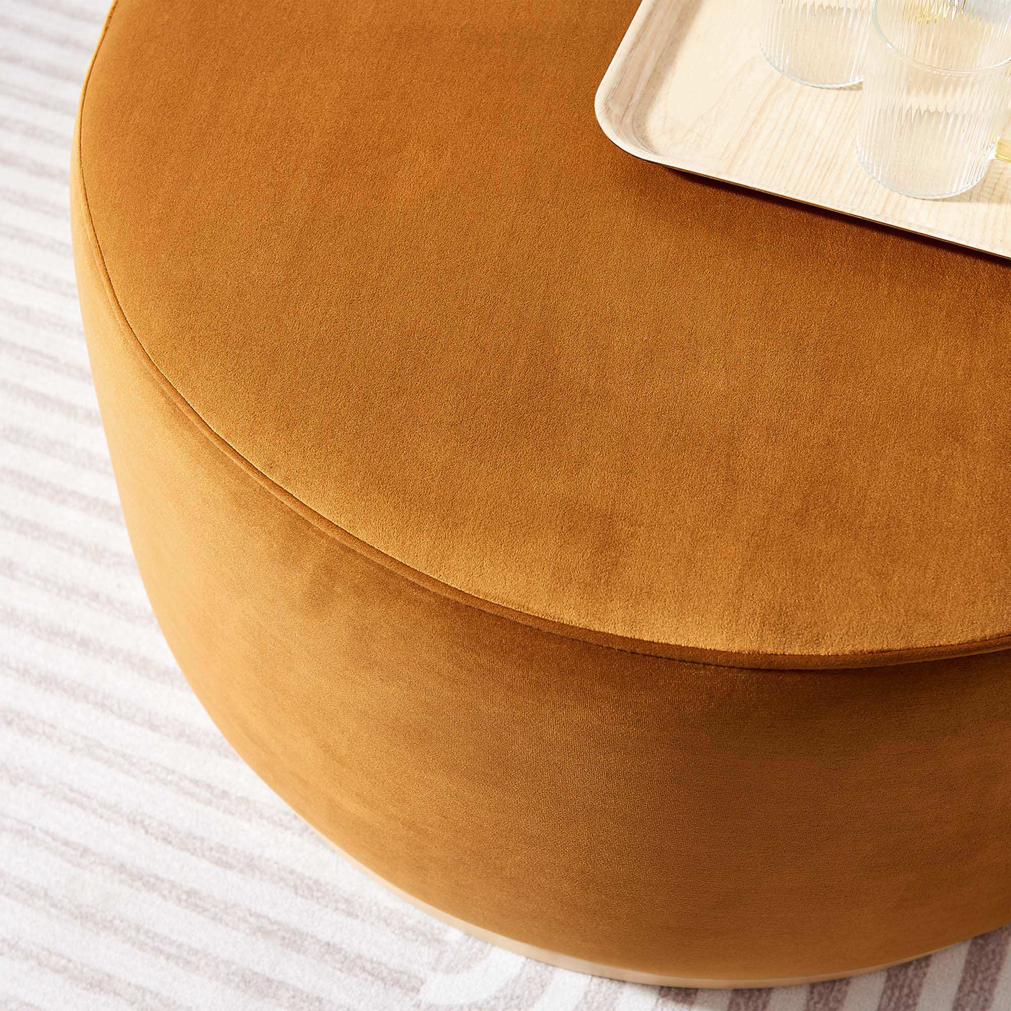 Tilden Large 29" Round Performance Velvet Upholstered Ottoman by Modway - Best Buy Furniture
