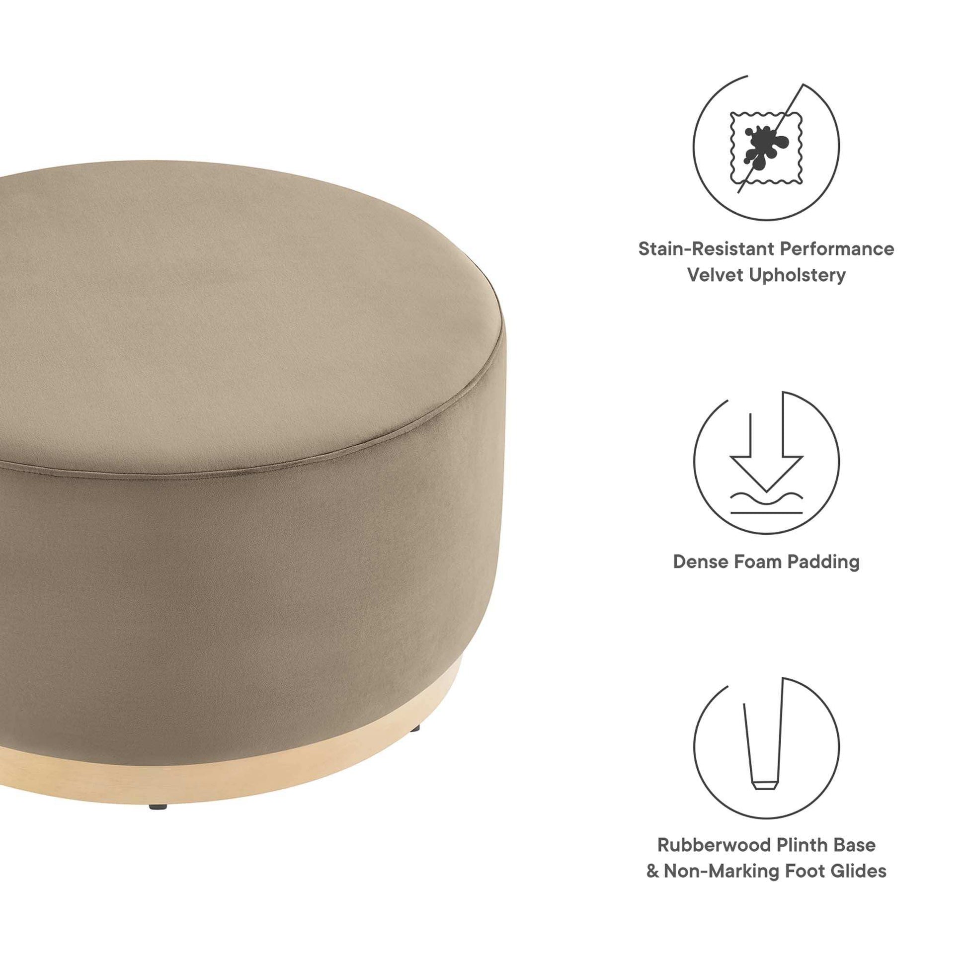 Tilden Large 29" Round Performance Velvet Upholstered Ottoman by Modway - Best Buy Furniture