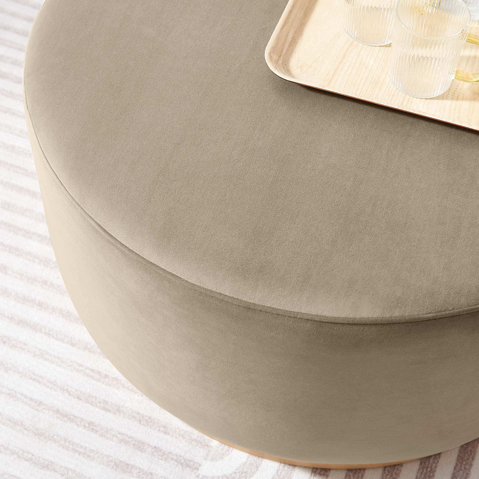 Tilden Large 29" Round Performance Velvet Upholstered Ottoman by Modway - Best Buy Furniture