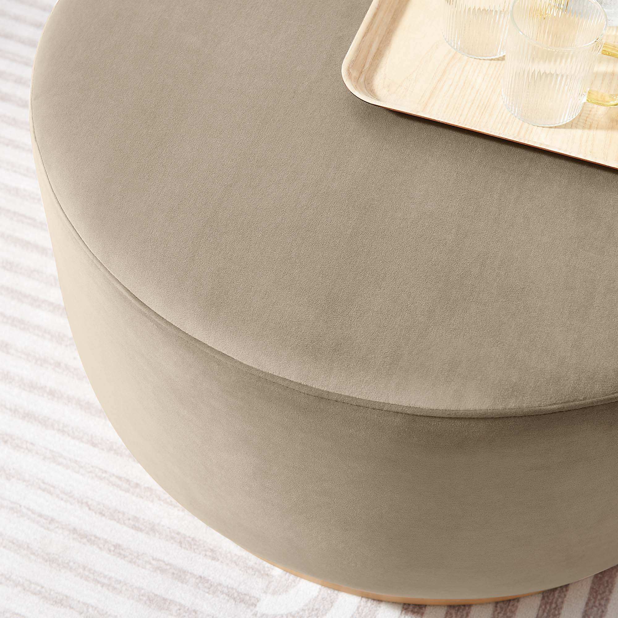 Tilden Large 29" Round Performance Velvet Upholstered Ottoman by Modway - Best Buy Furniture