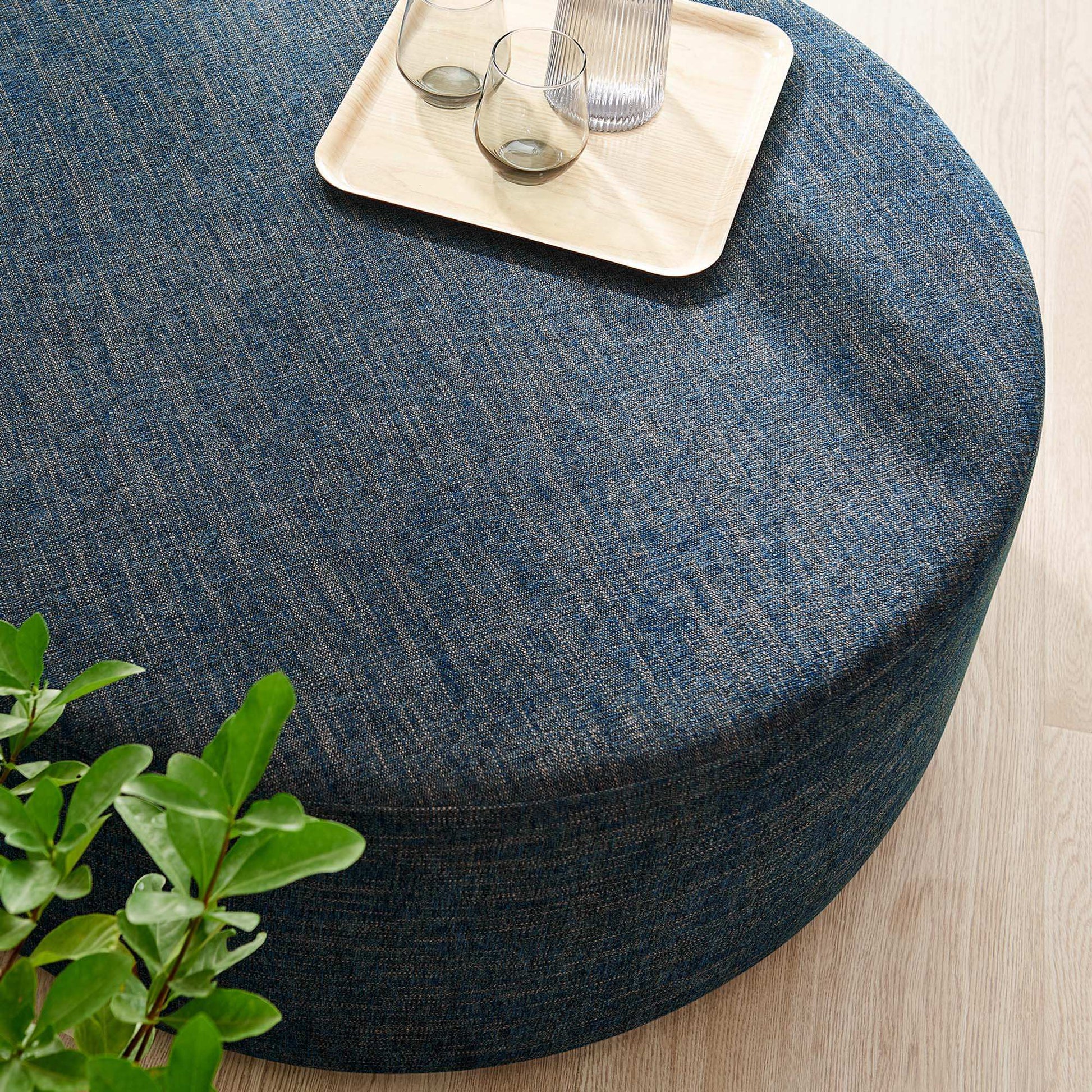 Callum Large 38" Round Woven Heathered Fabric Upholstered Ottoman by Modway - Best Buy Furniture
