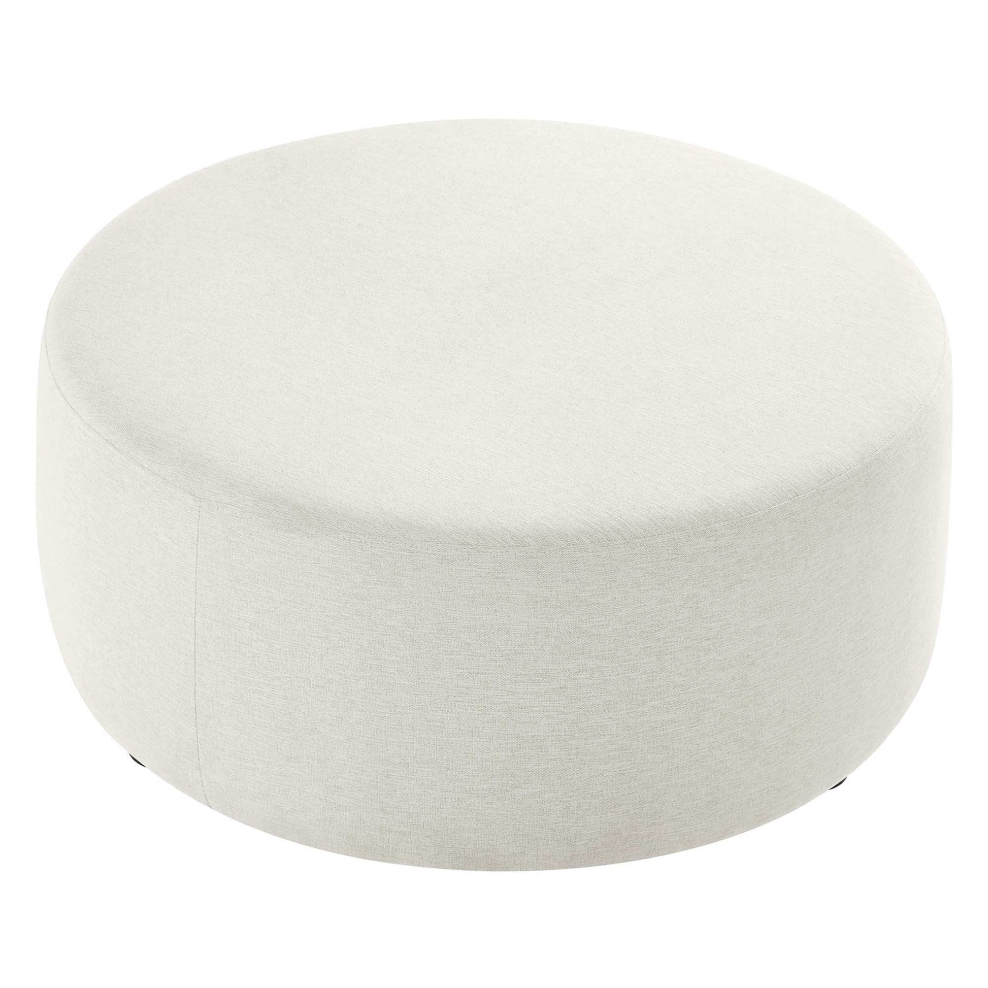 Callum Large 38" Round Woven Heathered Fabric Upholstered Ottoman by Modway - Best Buy Furniture