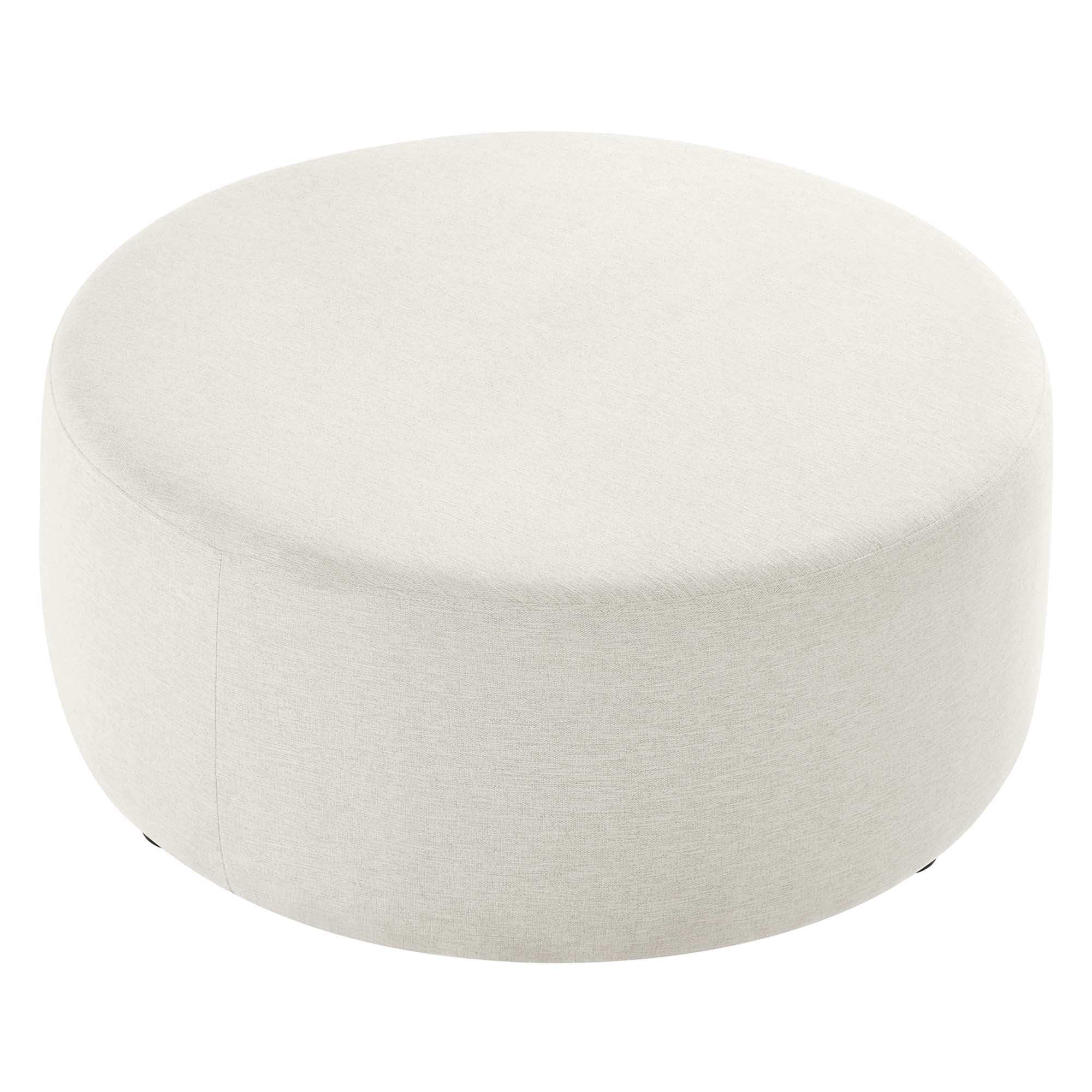 Callum Large 38" Round Woven Heathered Fabric Upholstered Ottoman by Modway - Best Buy Furniture