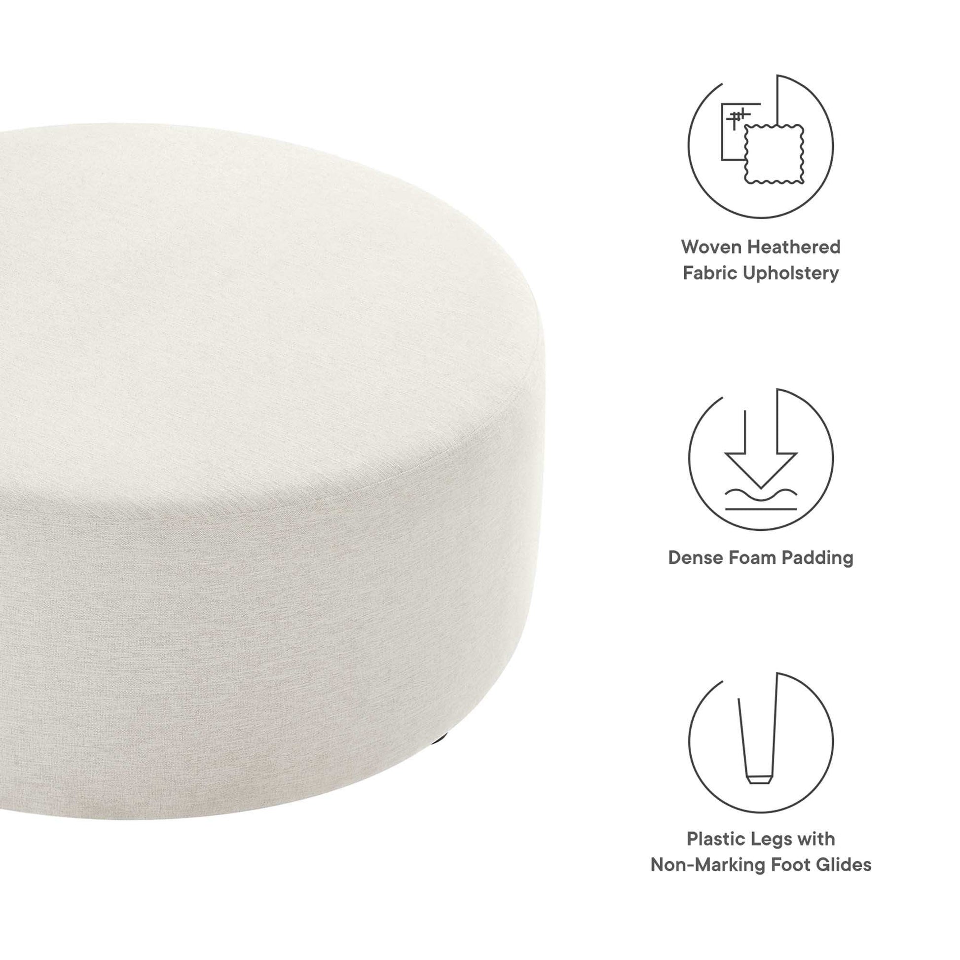 Callum Large 38" Round Woven Heathered Fabric Upholstered Ottoman by Modway - Best Buy Furniture