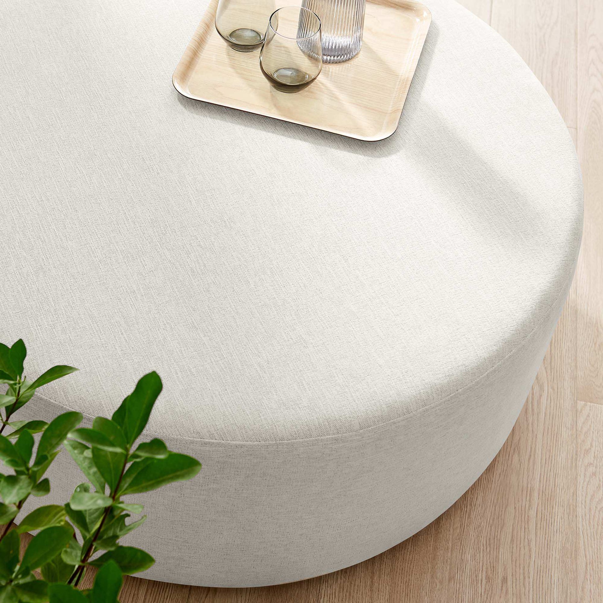 Callum Large 38" Round Woven Heathered Fabric Upholstered Ottoman by Modway - Best Buy Furniture