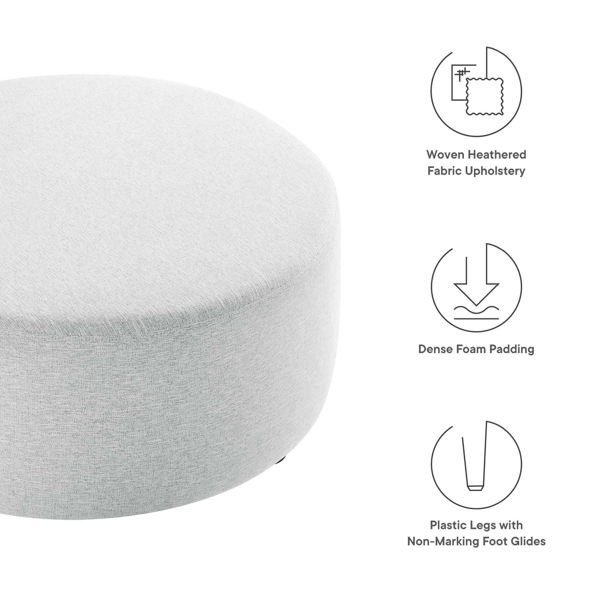 Callum Large 38" Round Woven Heathered Fabric Upholstered Ottoman by Modway - Best Buy Furniture
