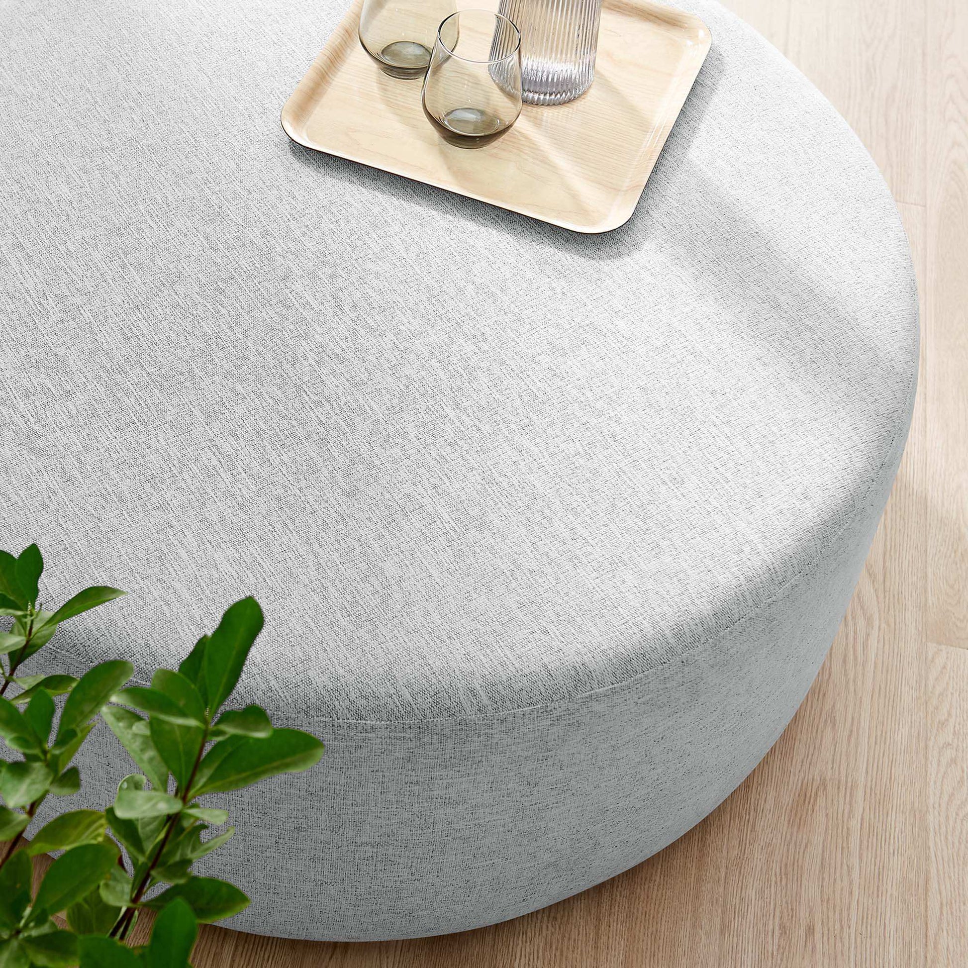 Callum Large 38" Round Woven Heathered Fabric Upholstered Ottoman by Modway - Best Buy Furniture