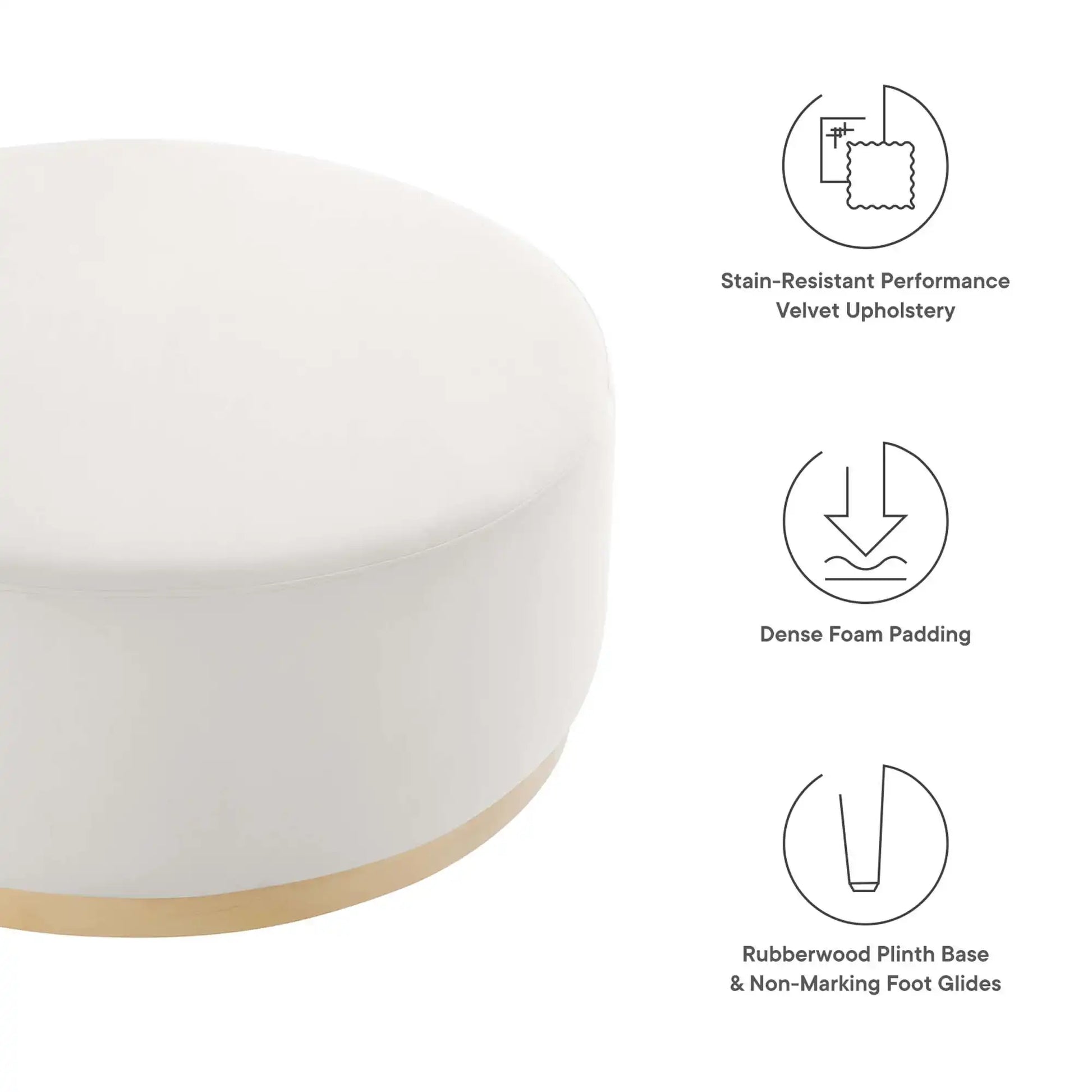 Tilden Large 38" Round Performance Velvet Upholstered Ottoman by Modway - Best Buy Furniture