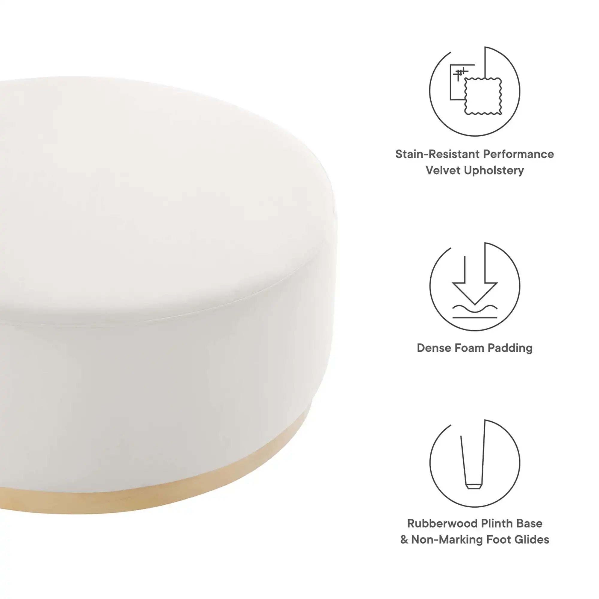 Tilden Large 38" Round Performance Velvet Upholstered Ottoman by Modway - Best Buy Furniture