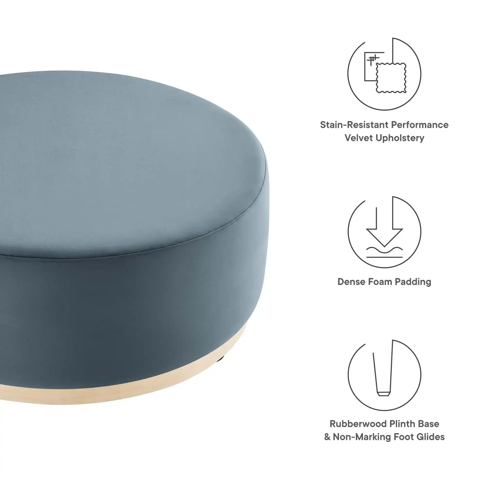 Tilden Large 38" Round Performance Velvet Upholstered Ottoman by Modway - Best Buy Furniture