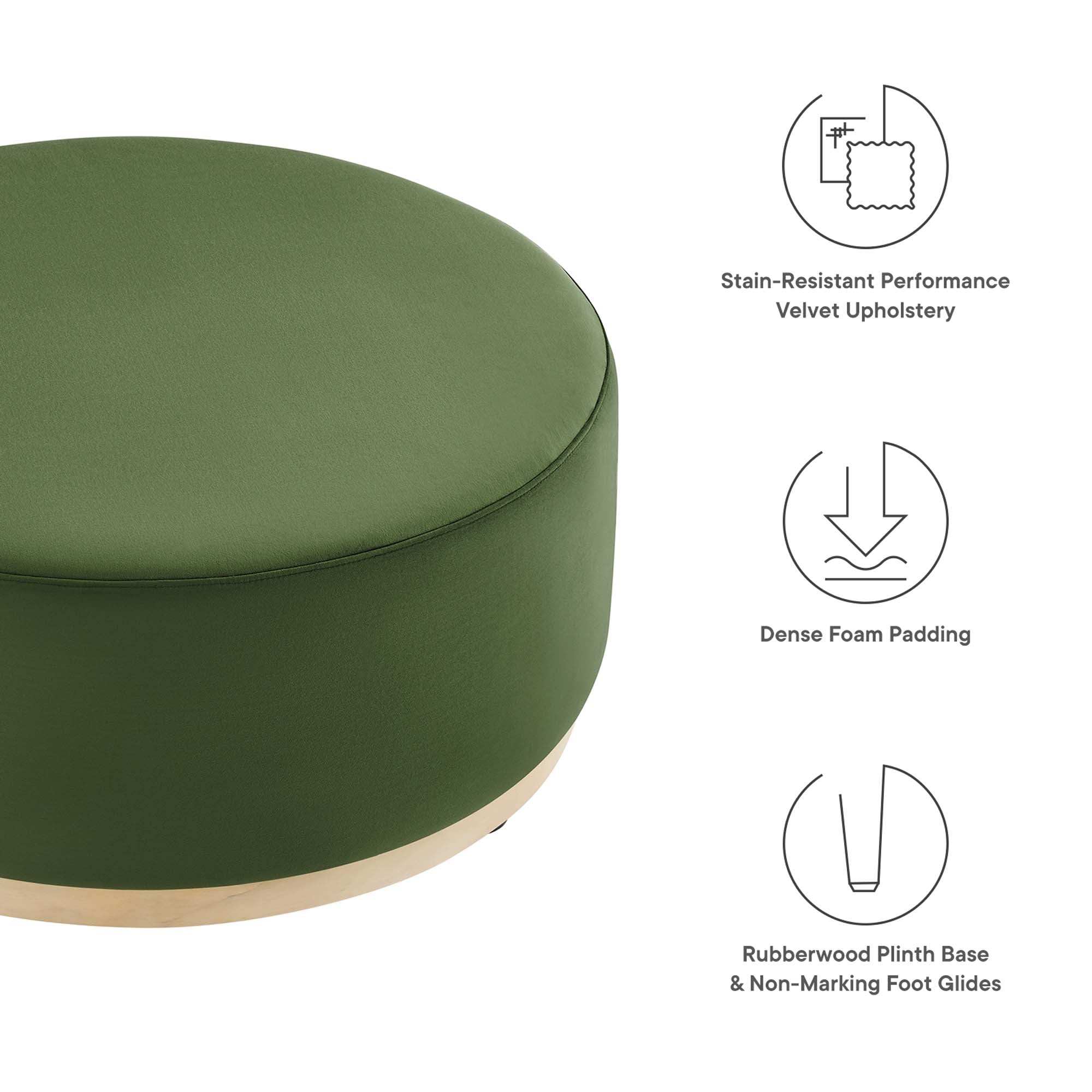 Tilden Large 38" Round Performance Velvet Upholstered Ottoman by Modway - Best Buy Furniture