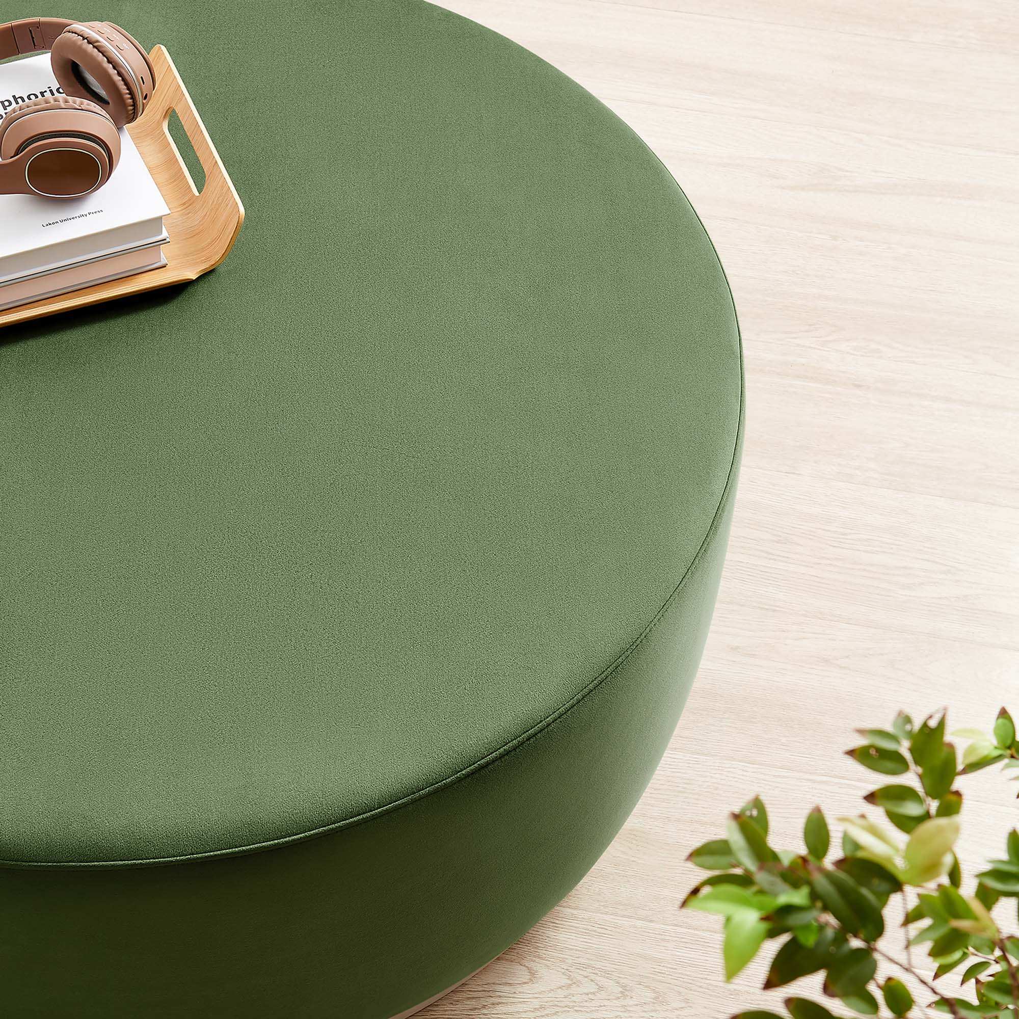 Tilden Large 38" Round Performance Velvet Upholstered Ottoman by Modway - Best Buy Furniture