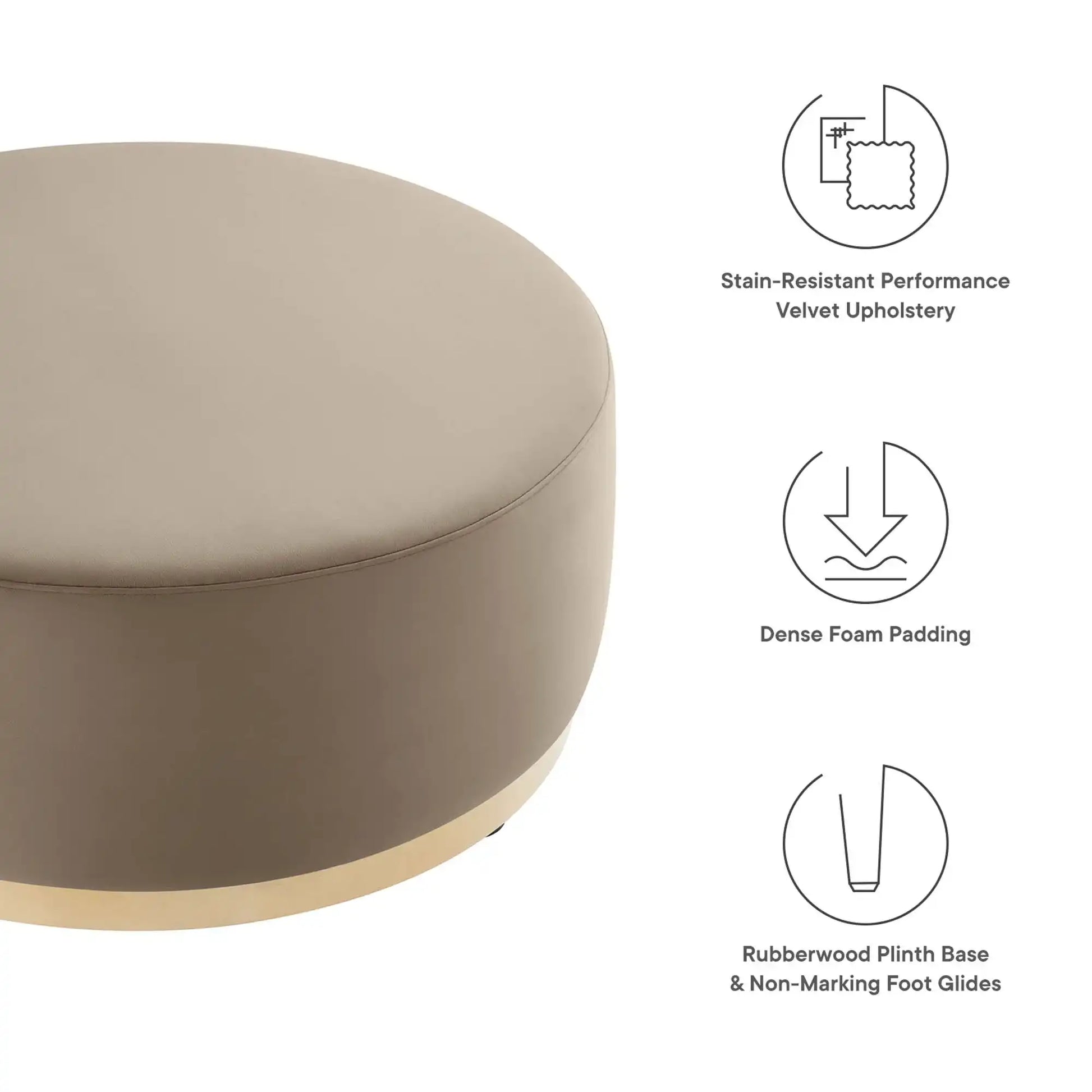 Tilden Large 38" Round Performance Velvet Upholstered Ottoman by Modway - Best Buy Furniture