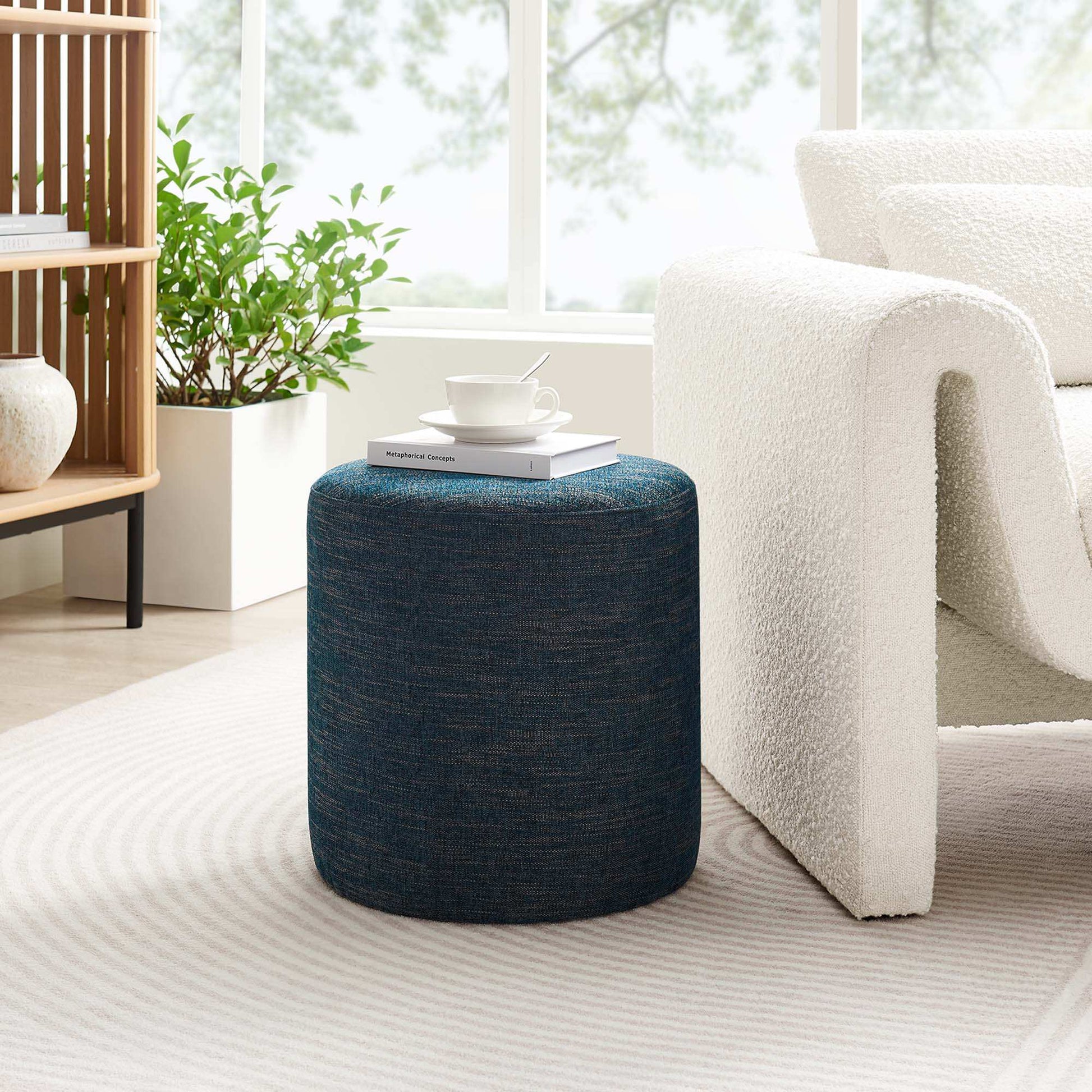Callum 16" Round Woven Heathered Fabric Upholstered Ottoman by Modway - Best Buy Furniture