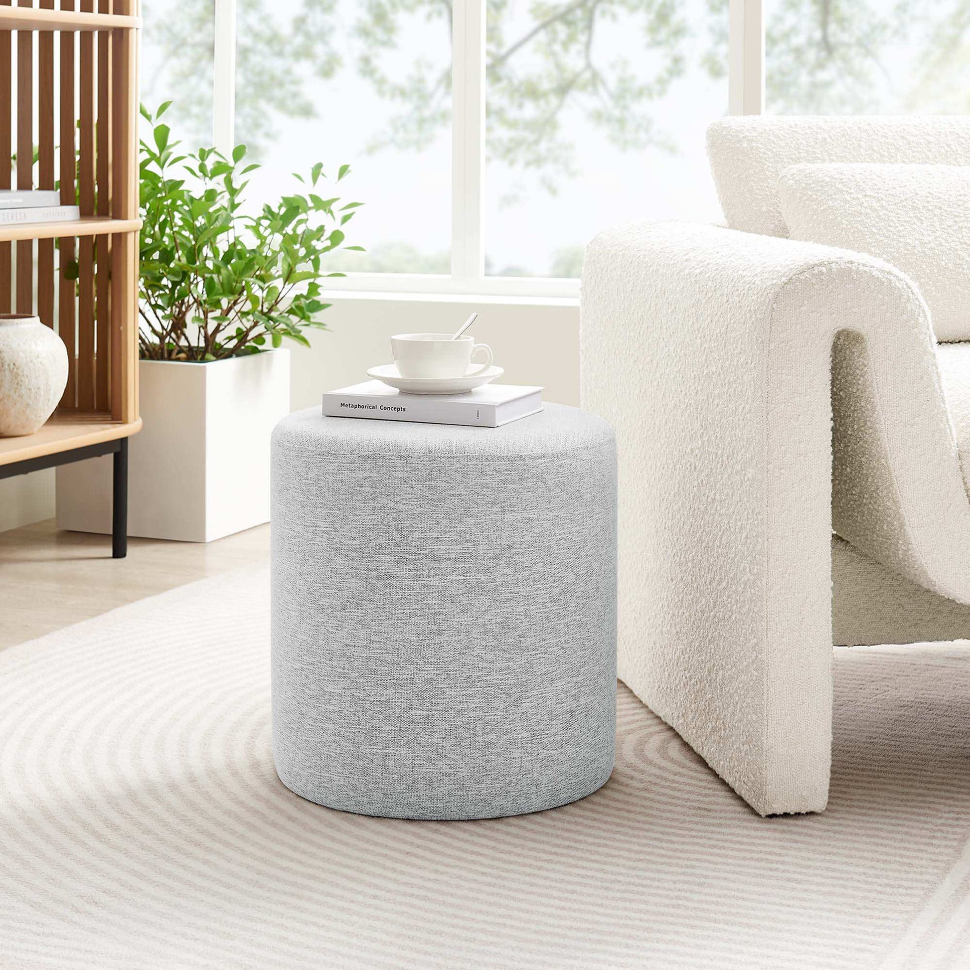 Callum 16" Round Woven Heathered Fabric Upholstered Ottoman by Modway - Best Buy Furniture